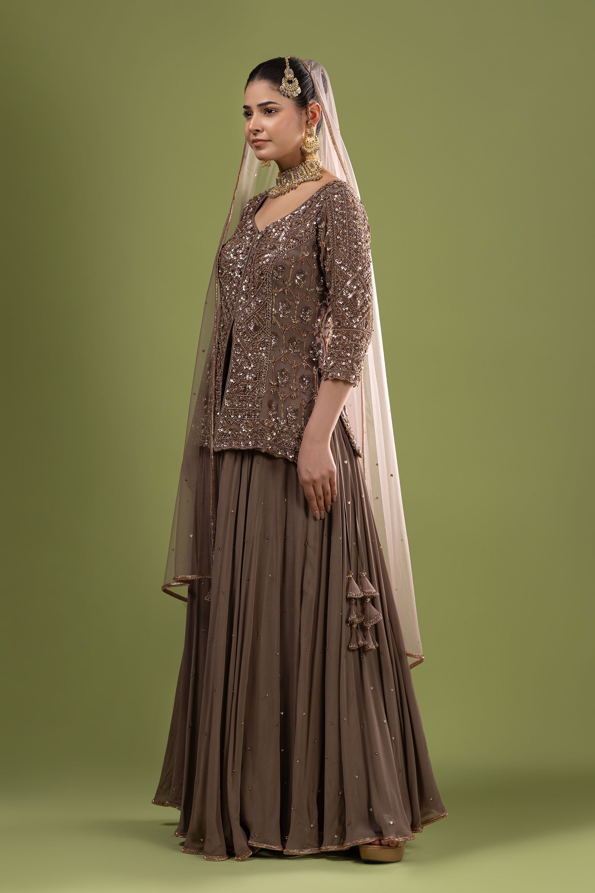 Mouse embroidered Short shirt sharara set