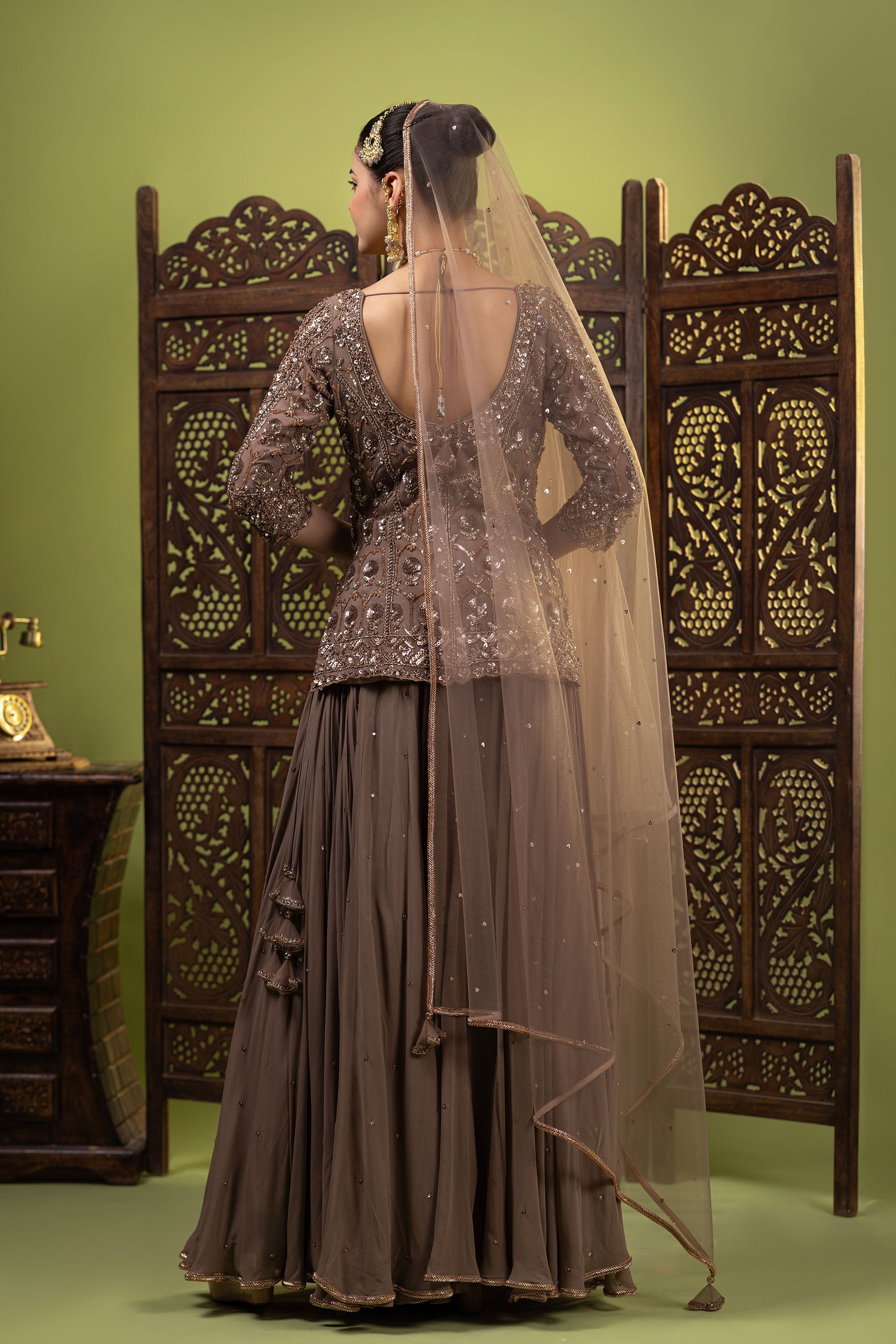 Mouse embroidered Short shirt sharara set
