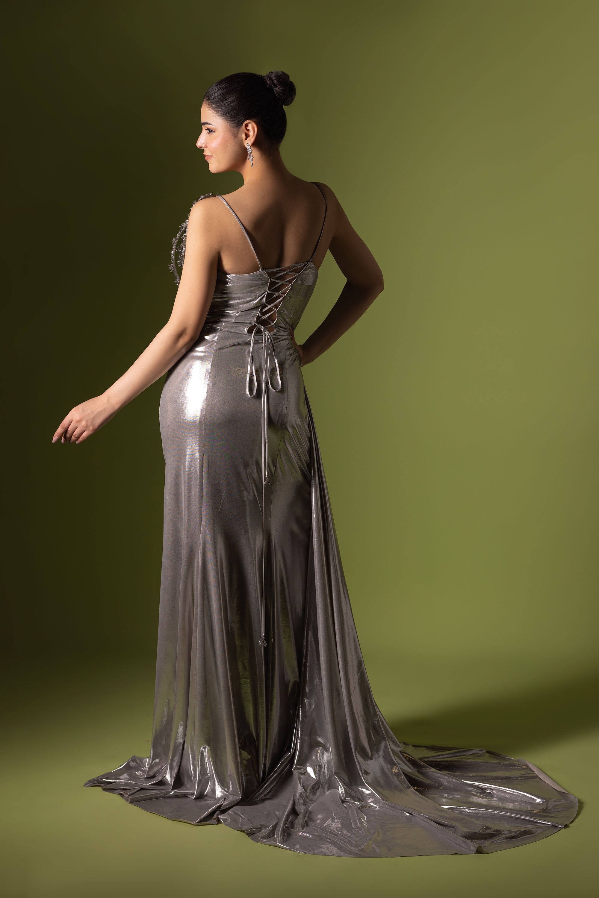 Silver Lycra shimmer dress