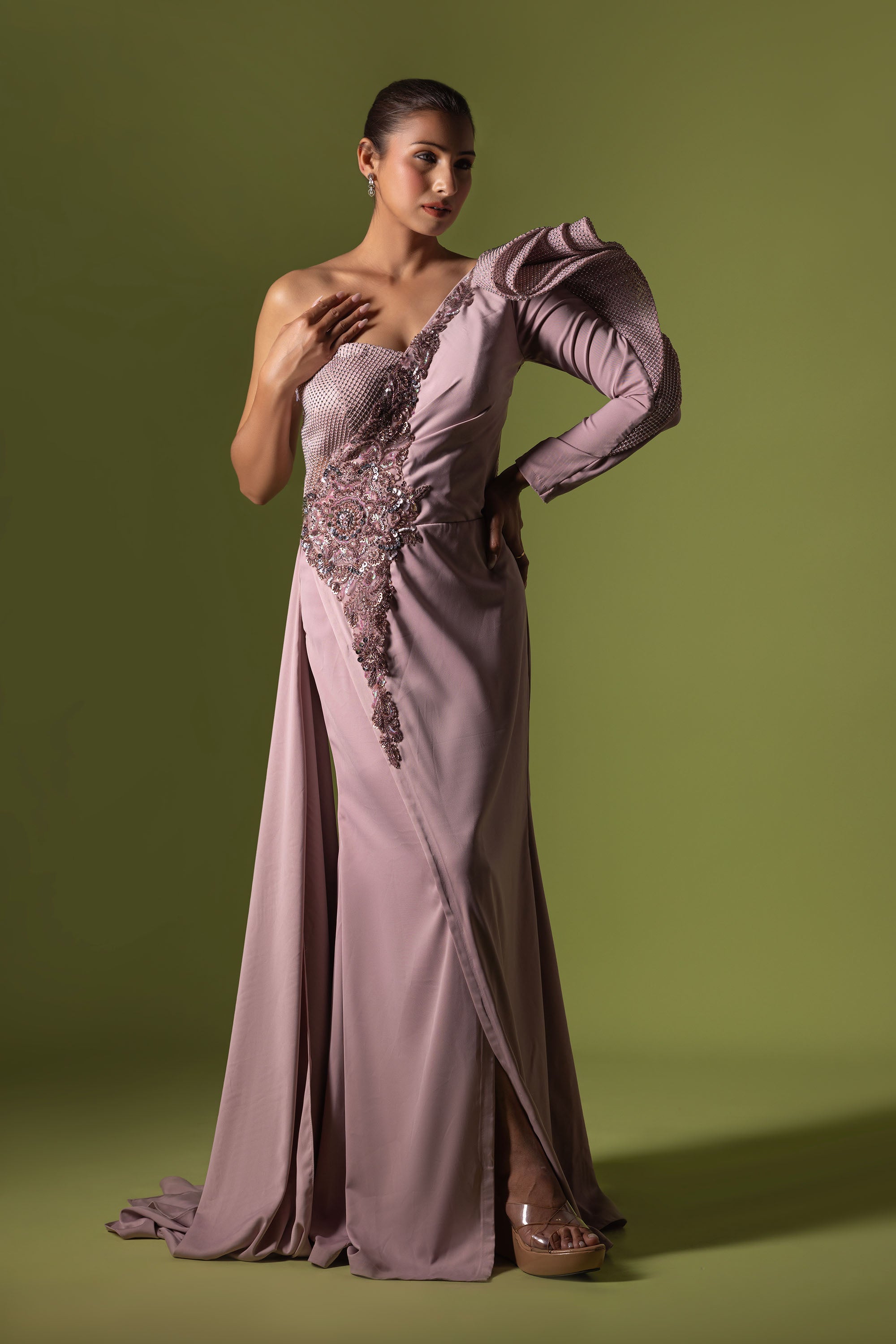 Silk dress with cutdana and sequins