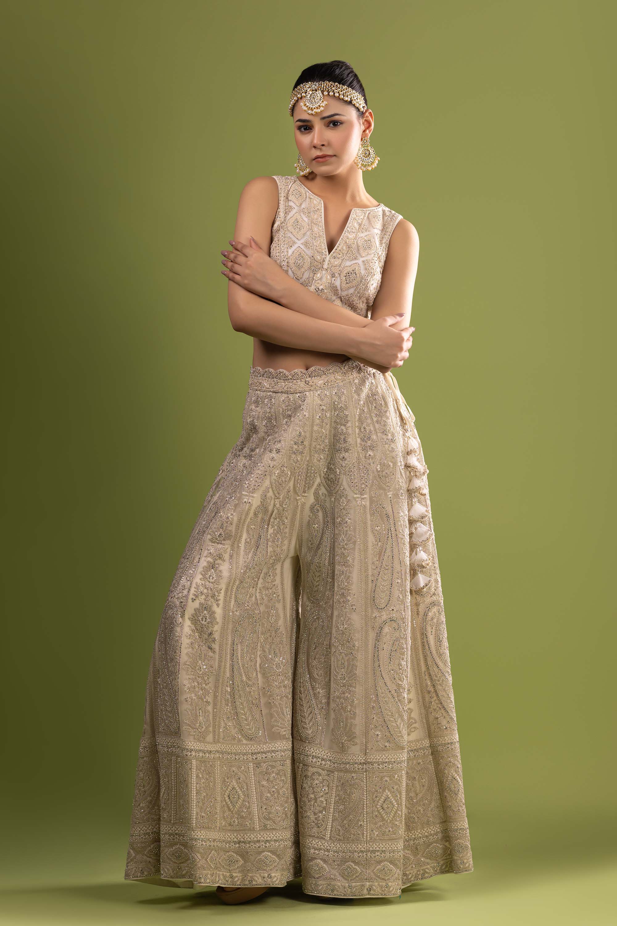 Ivory crop top with sharara