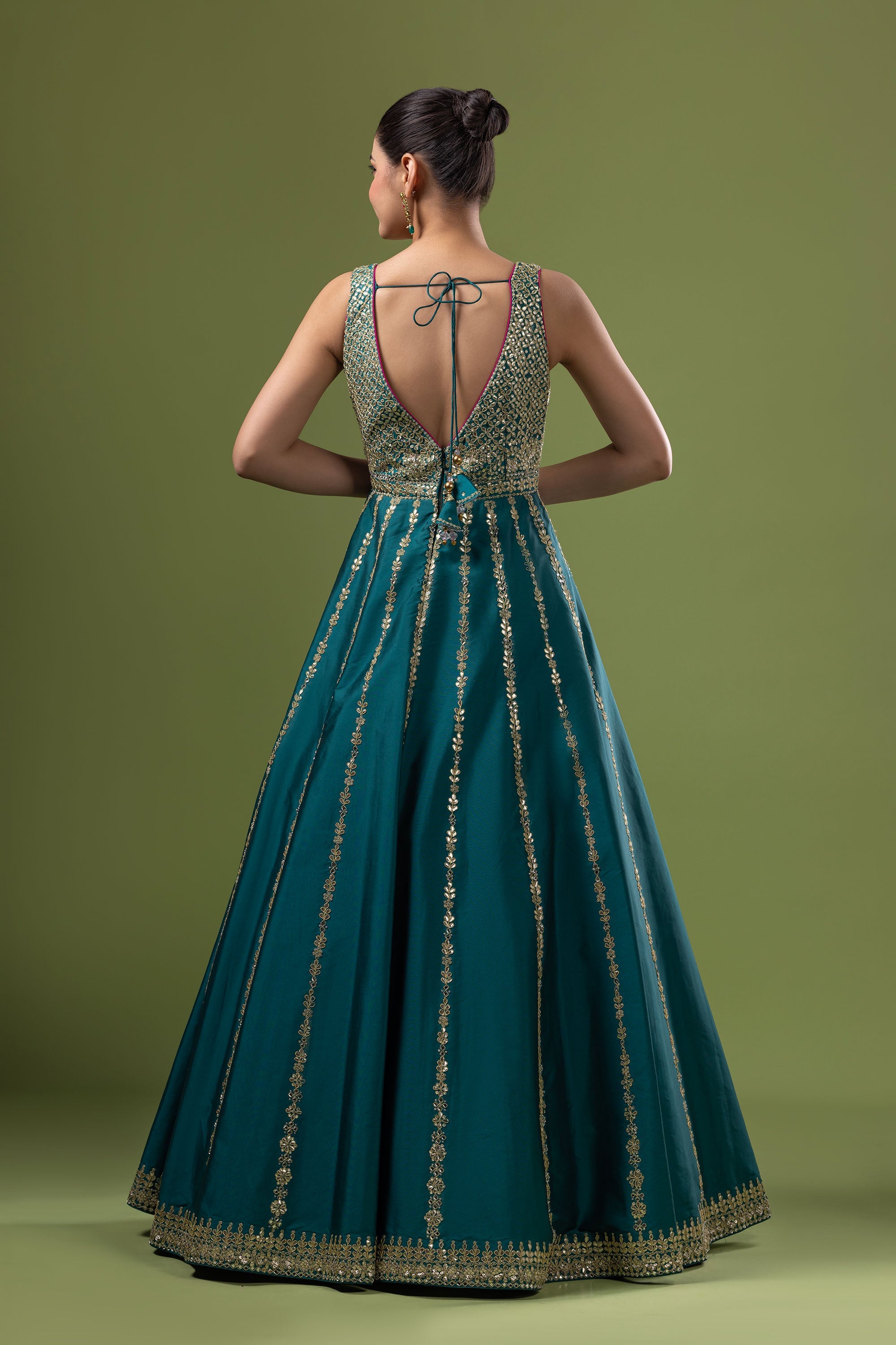 Peacock anarkali with churidar and gota pati