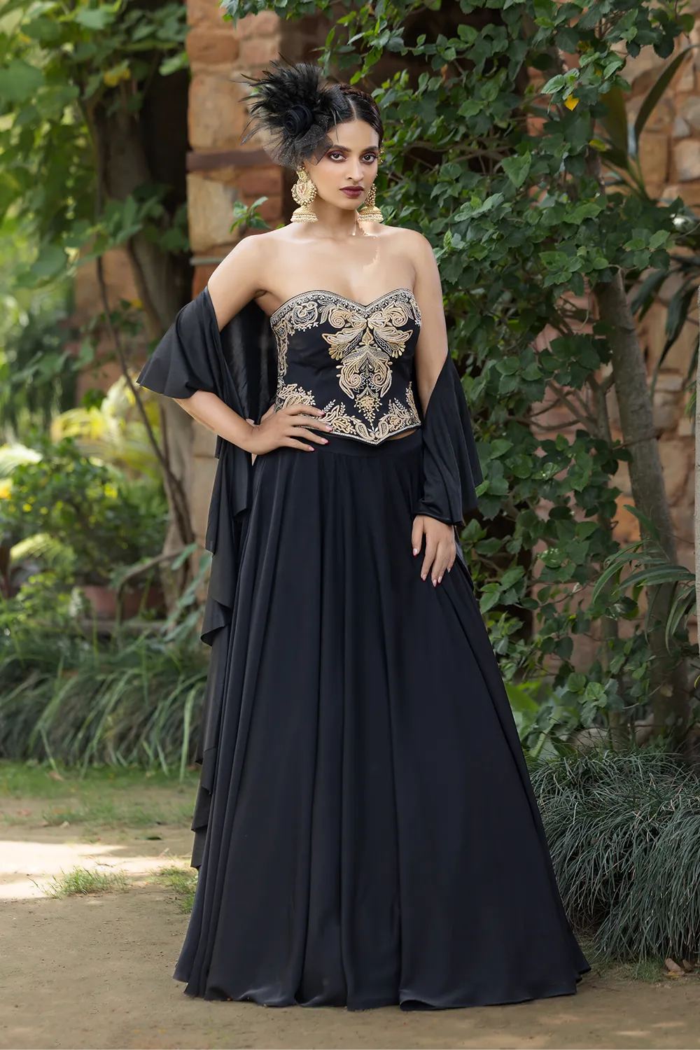 Tarannum Tube Corset and Ruffle Dupatta Set