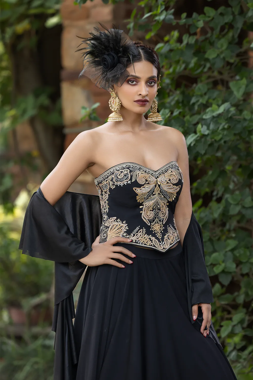 Tarannum Tube Corset and Ruffle Dupatta Set