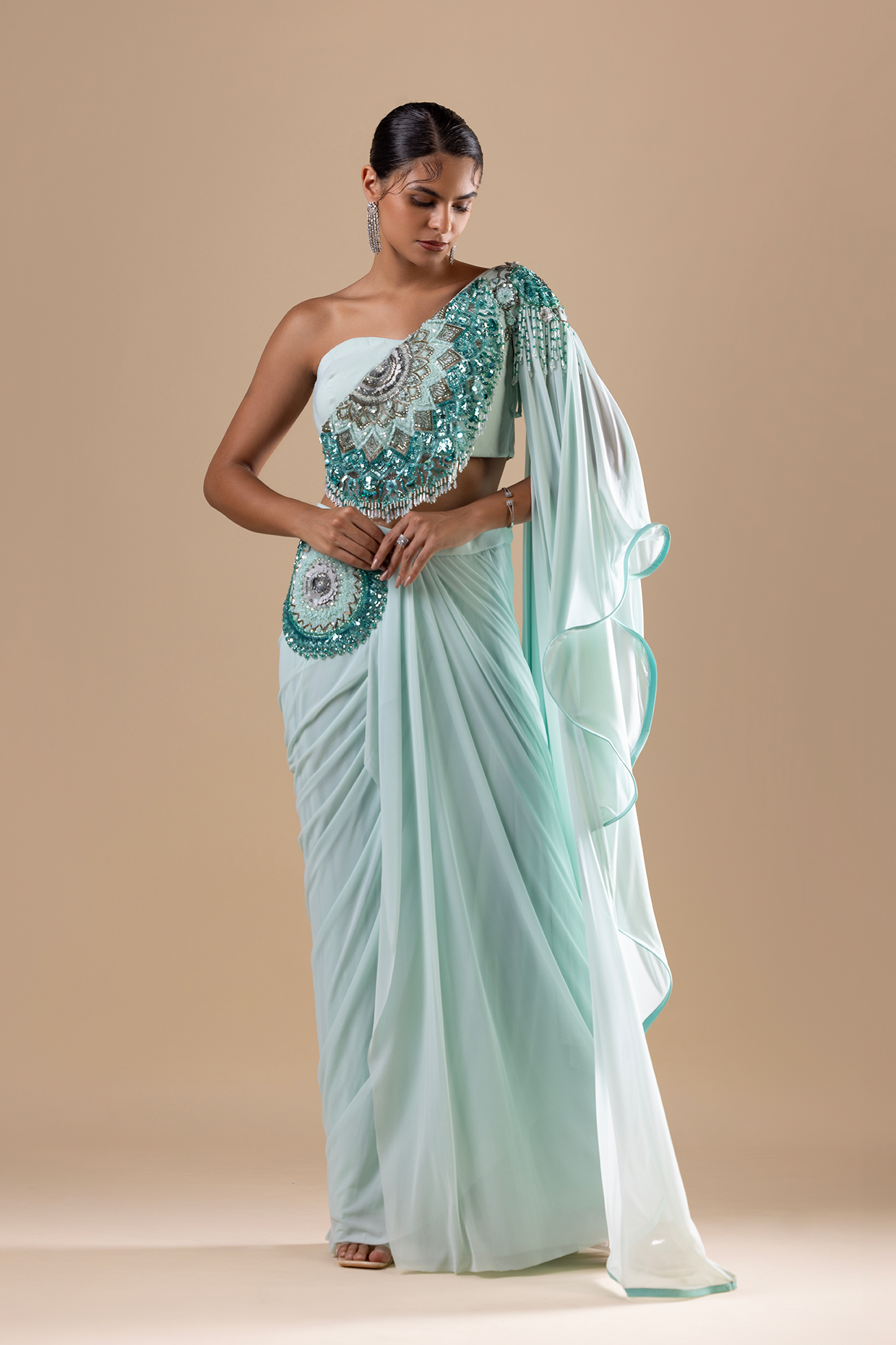 Oceanic Opulence Drape Saree