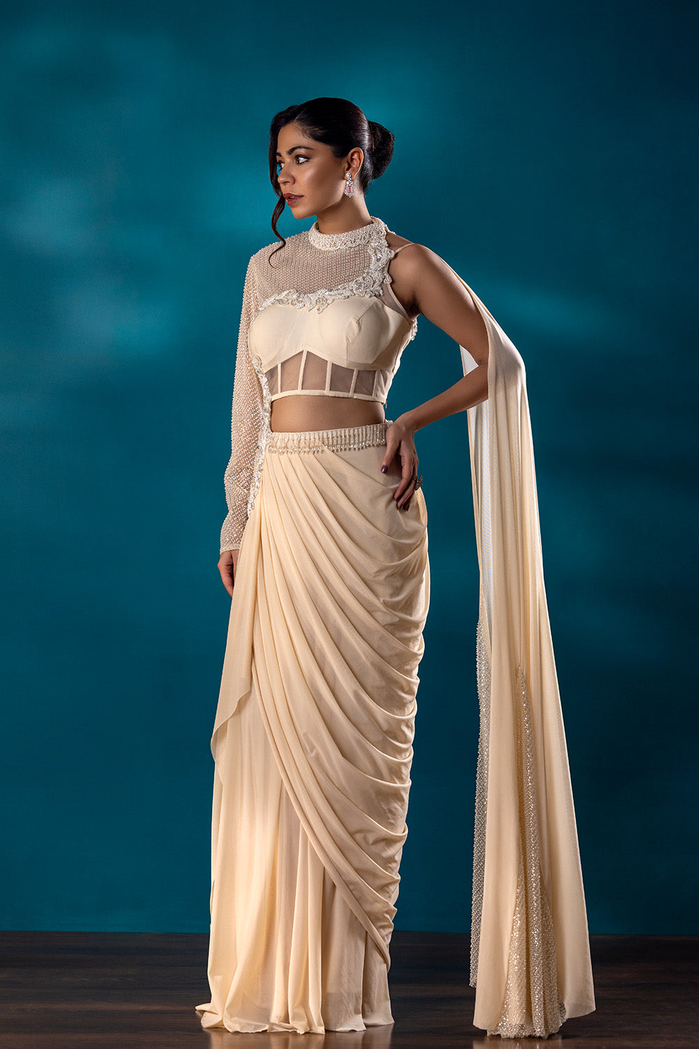 Peach Royale Drape Saree