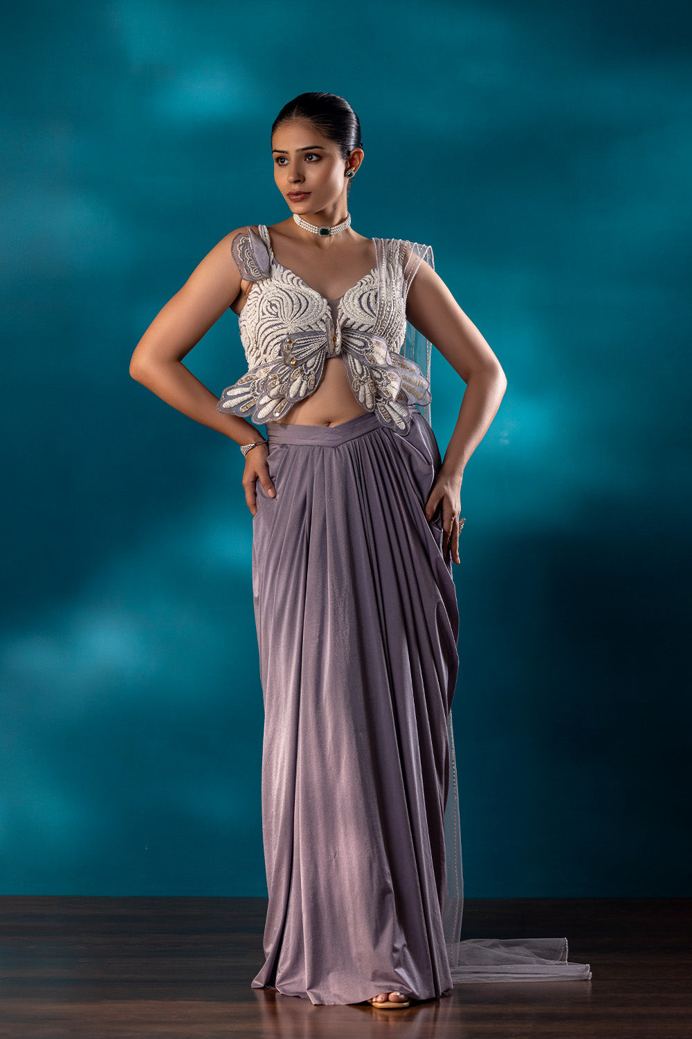 Sculpted Veil Drape Saree