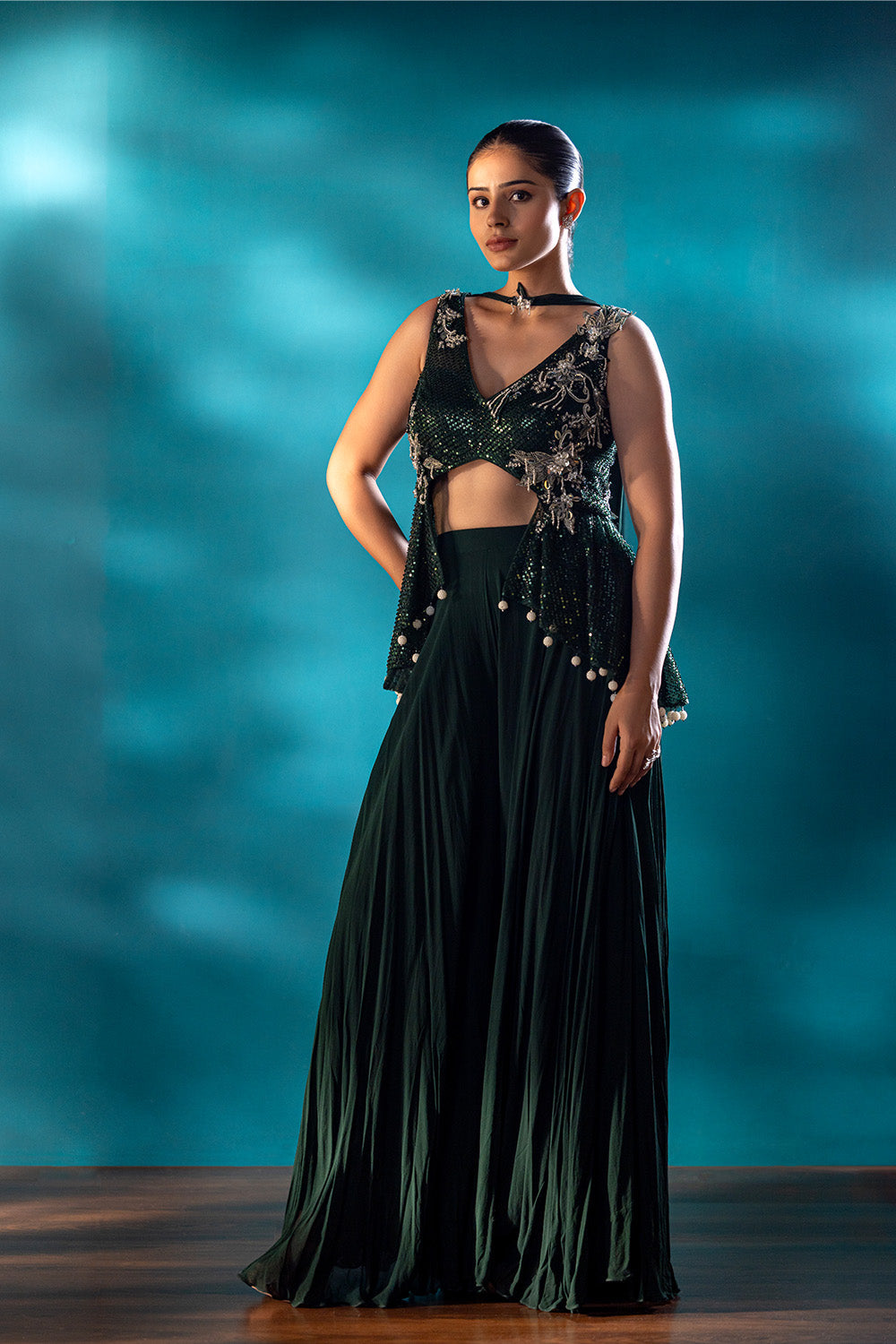 Emerald Whisper Indowestern Set