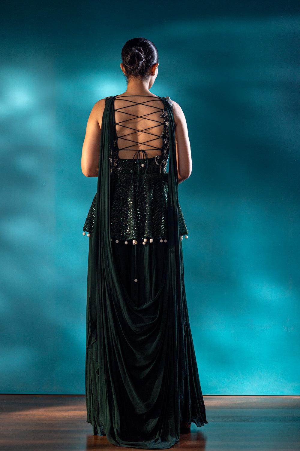 Emerald Whisper Indowestern Set