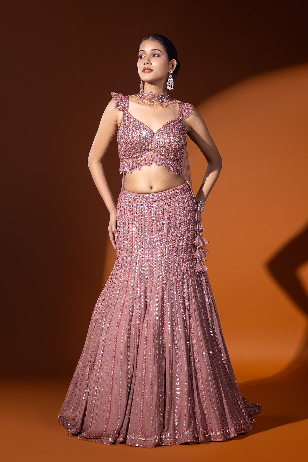 Noorain Crop top & Fishcut skirt set