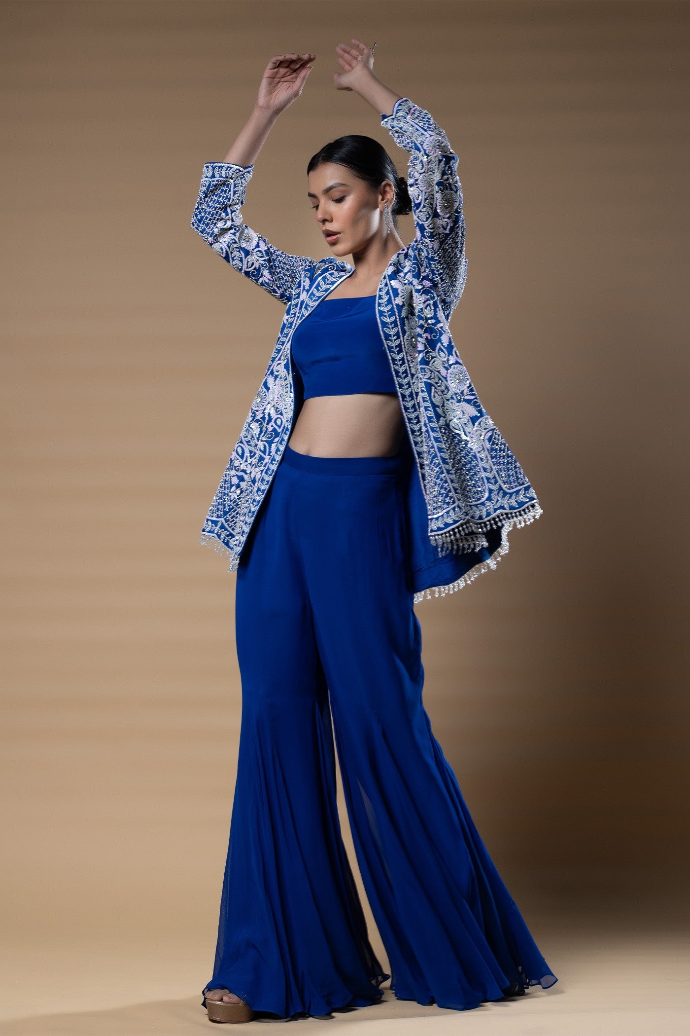 Niharika peplum top and bell bottom pants