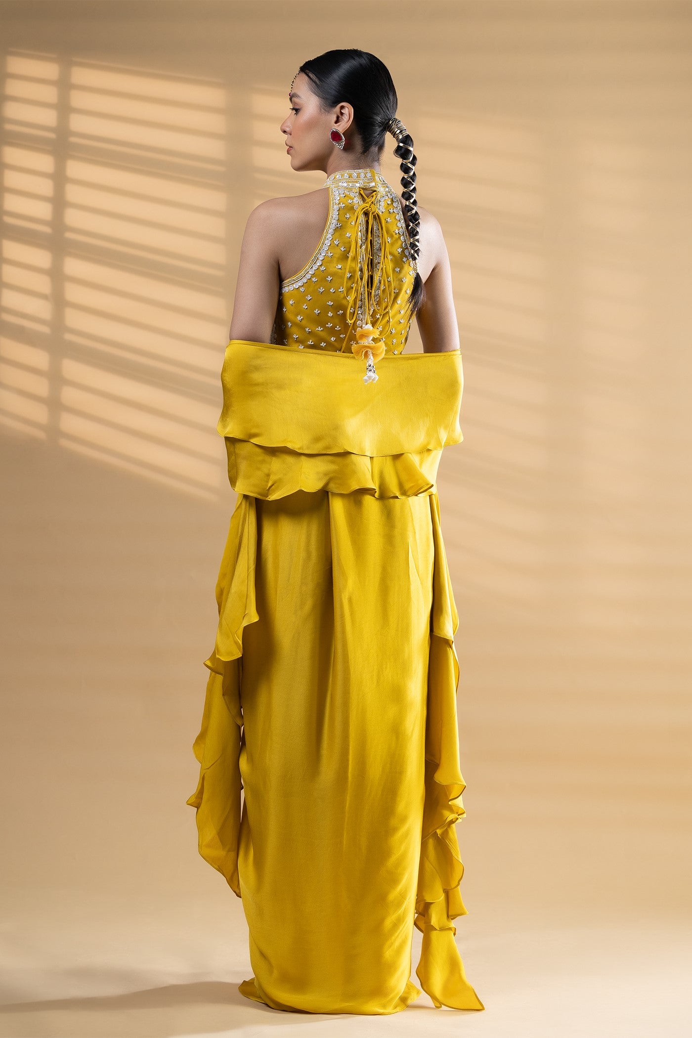 Jhanvi drape saree with ruffle dupatta