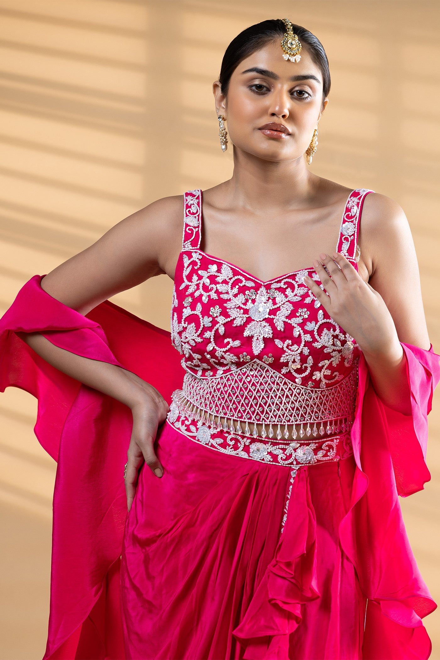 Yogita drape saree with blouse and ruffle dupatta