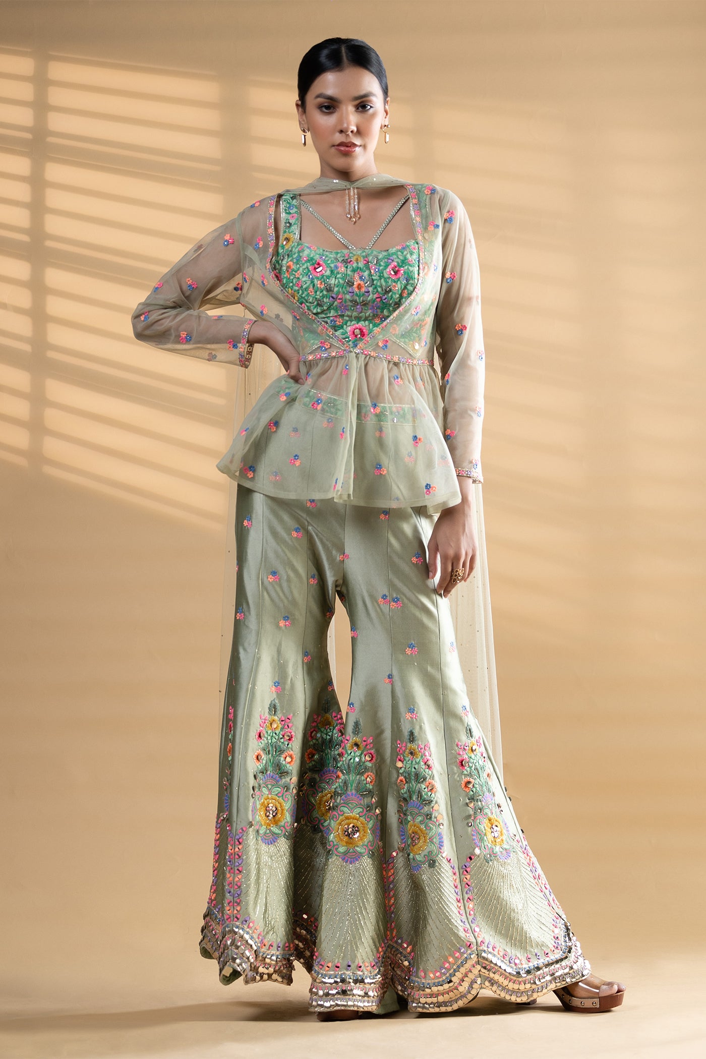 Payal crop top with jacket and dupatta