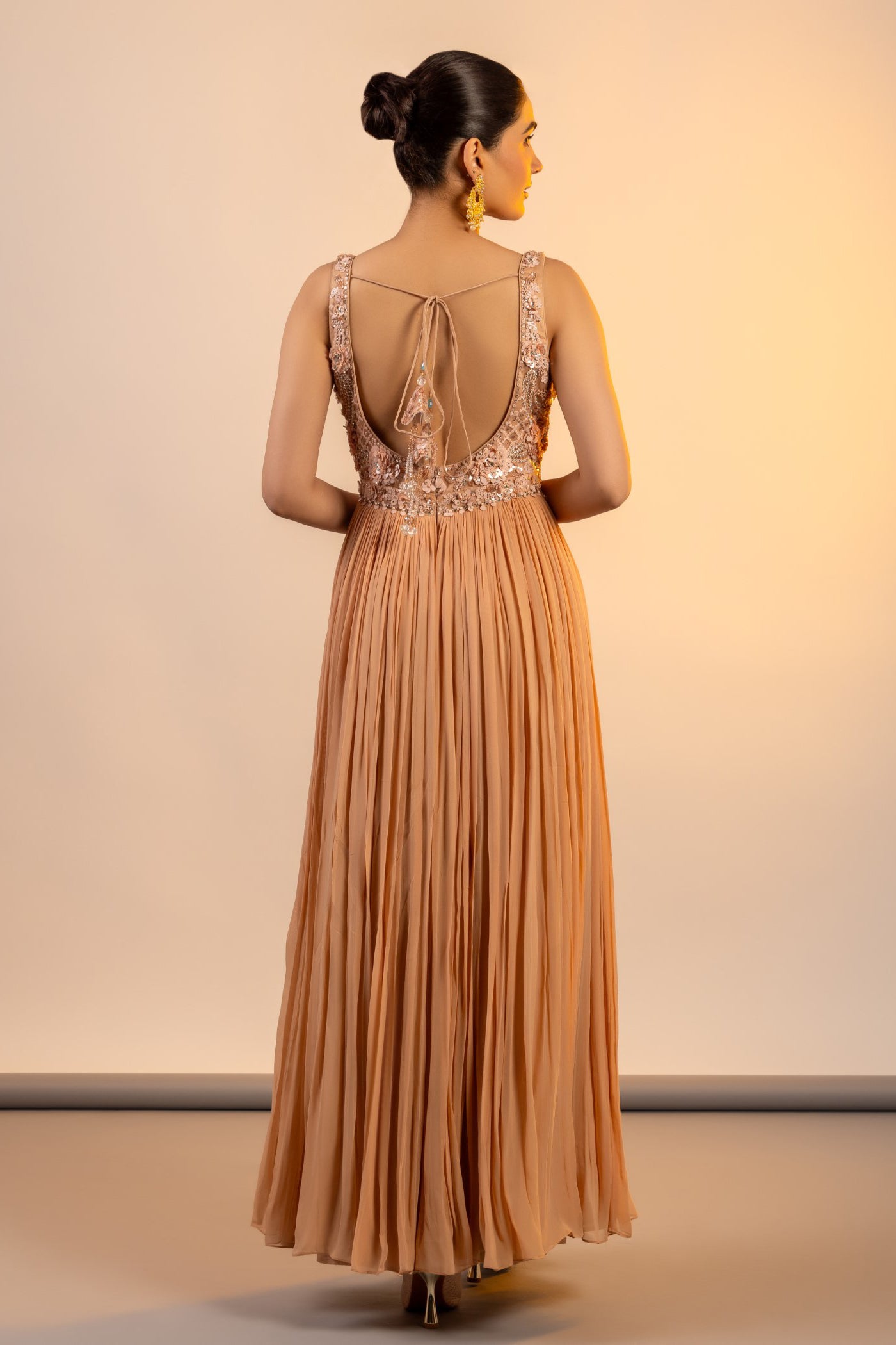Peach anarkali with chuddidar