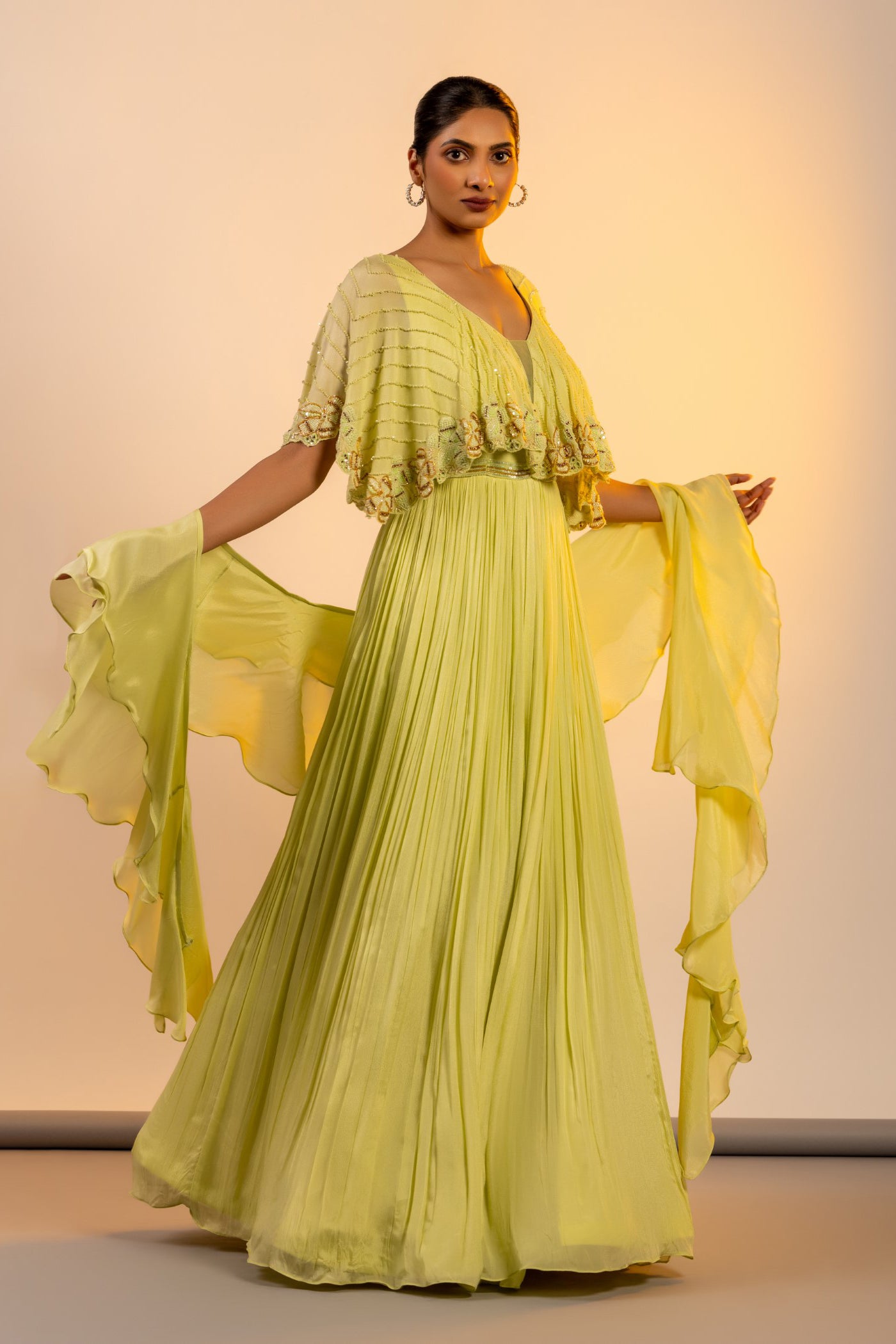 Yellow crop top with skirt and dupatta