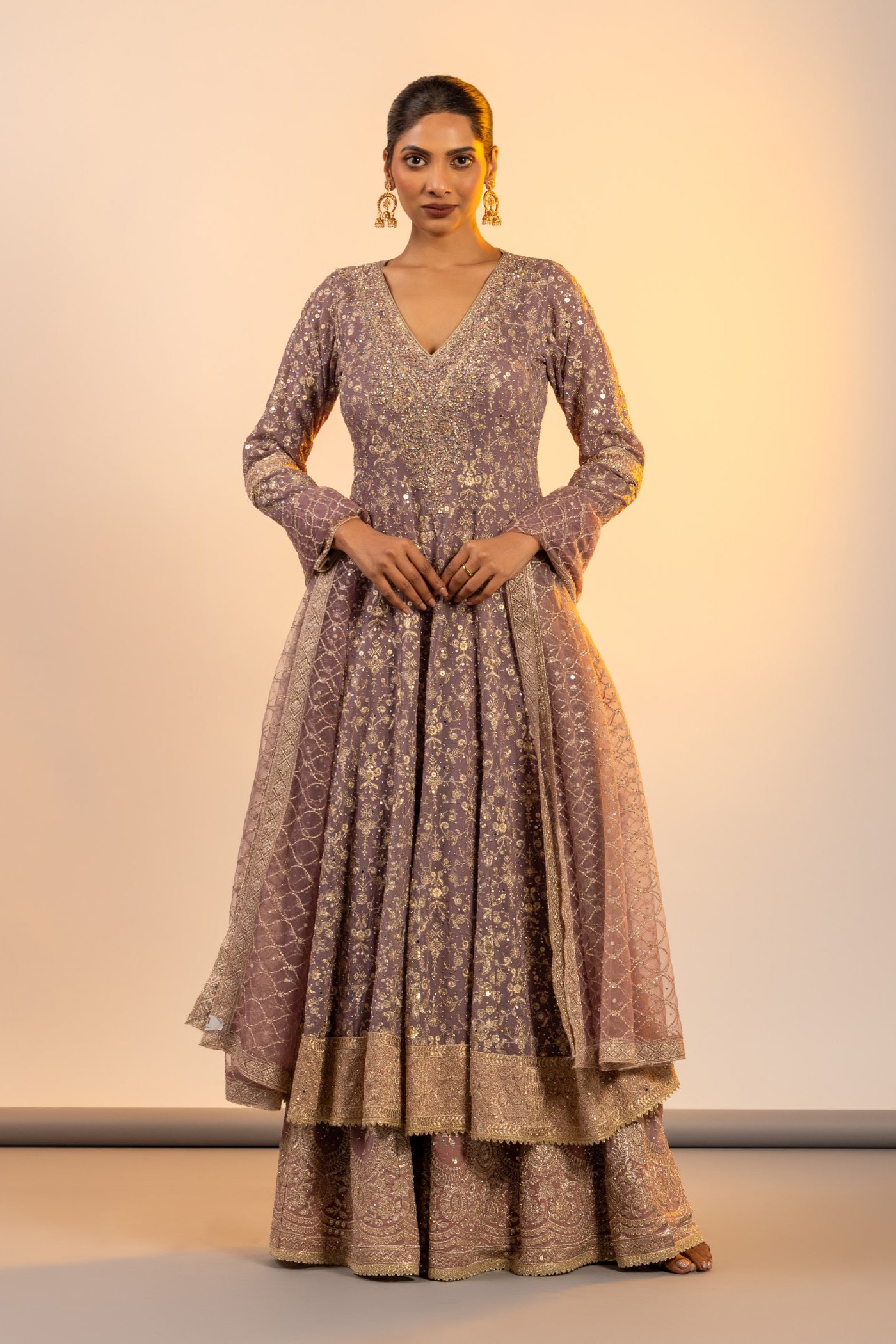 Mauve straight shirt and sharara