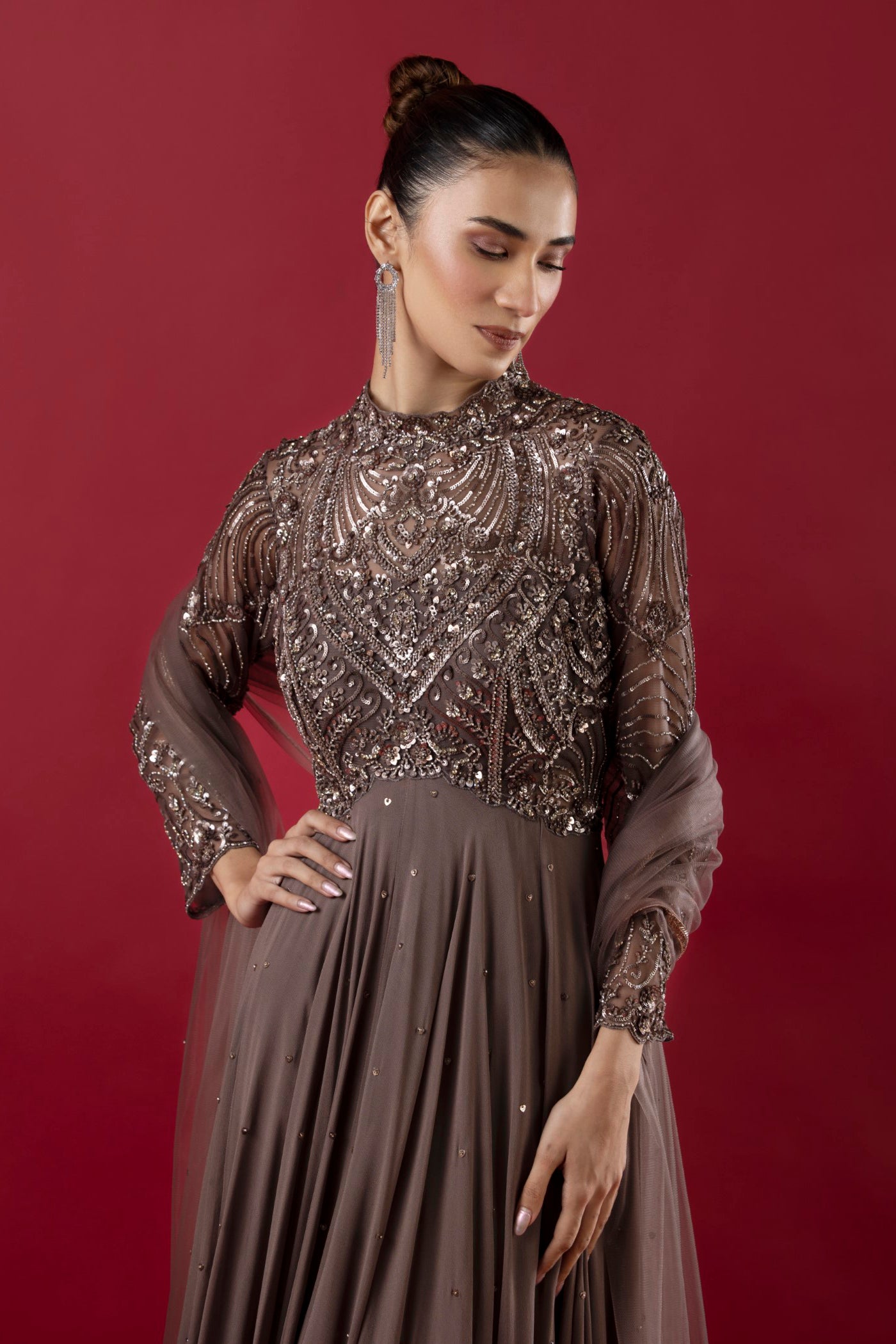 Mouse Anarkali Suit With Dupatta
