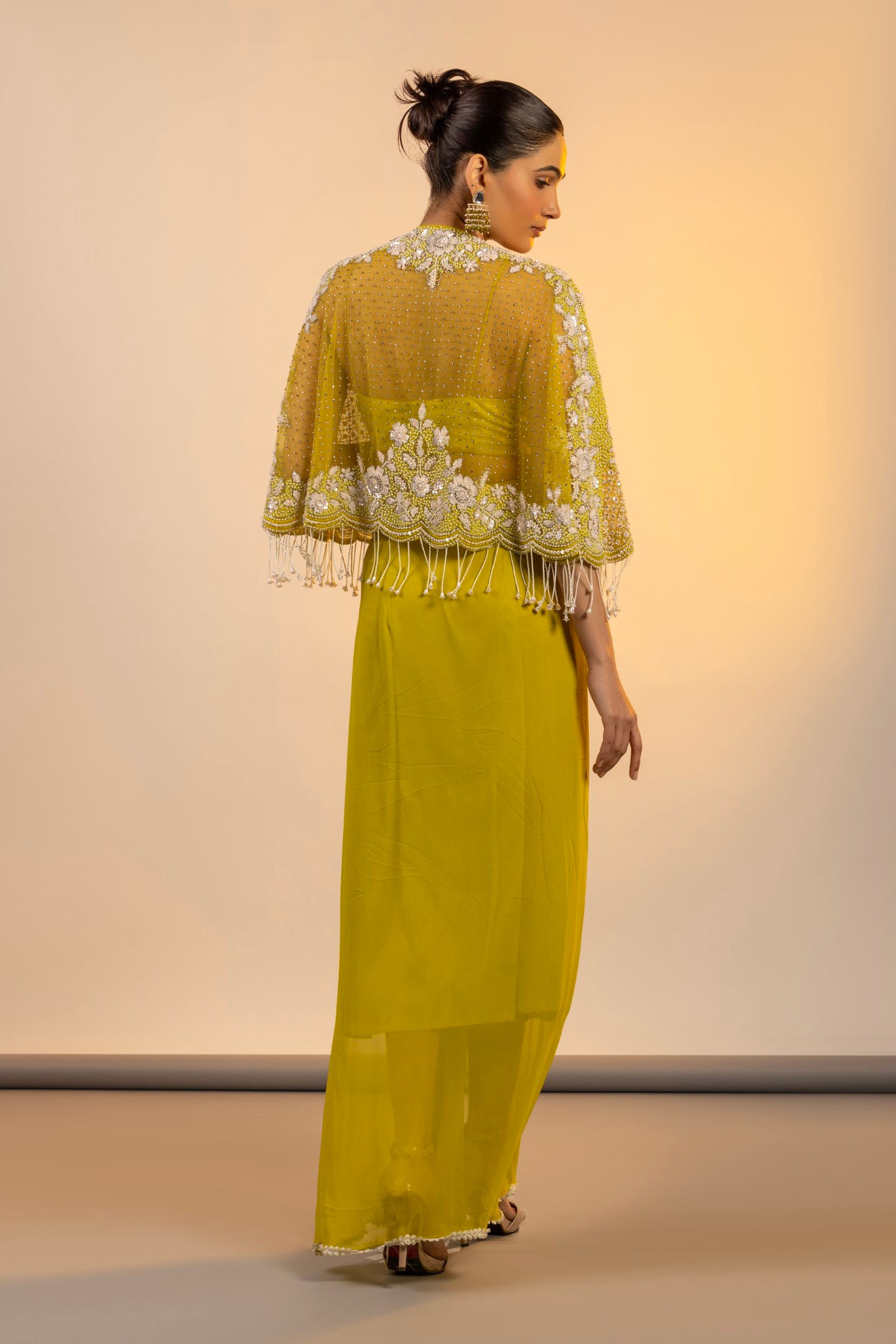 Apple green crop top and cape set