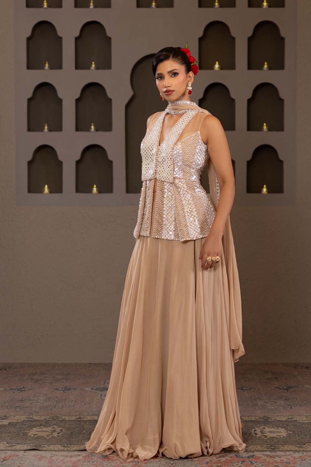 Noorani Peplum top & Skirt Ensemble