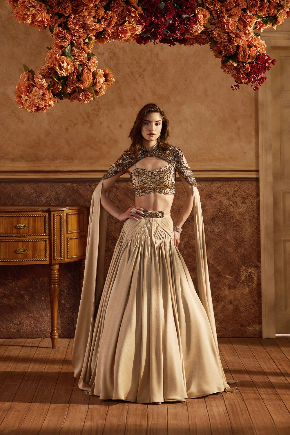 Husn Mushroom Cape Skirt Set
