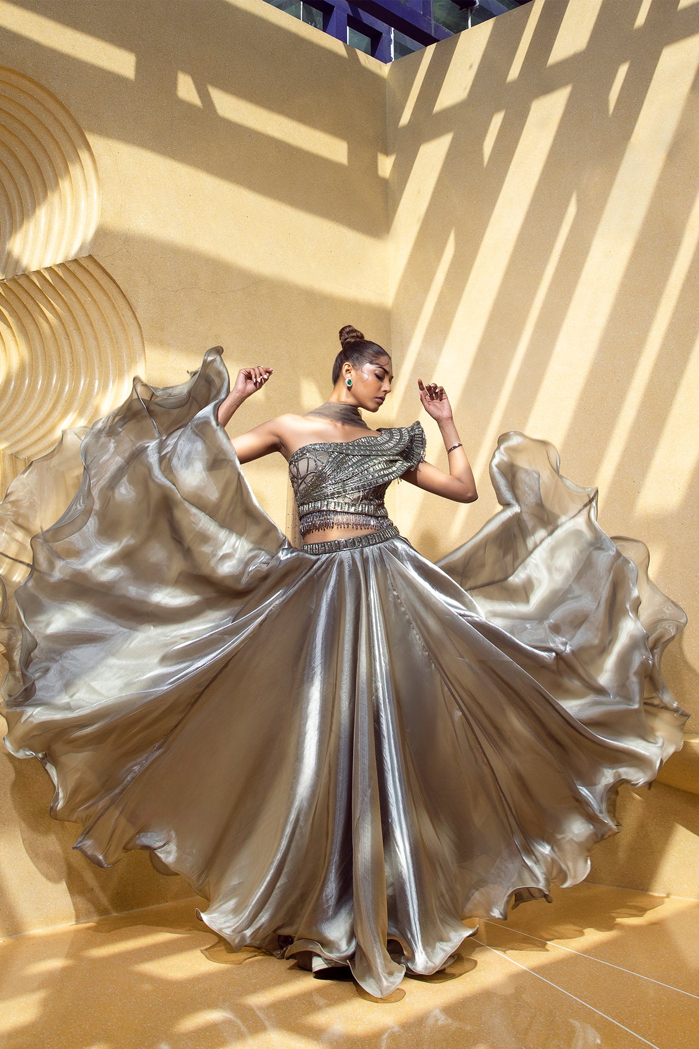 Lavender Metallic Organza Lehenga main image 0