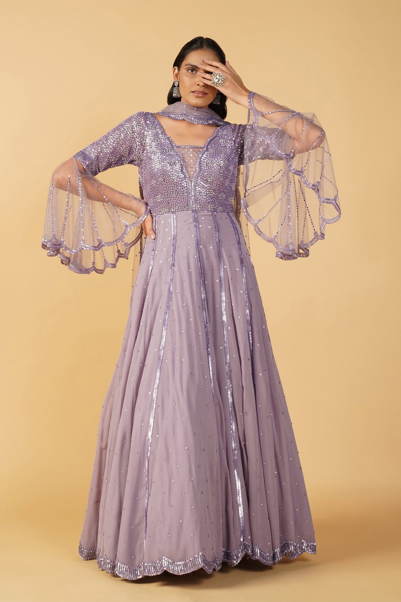 Breezy Lavender Green Anarkali