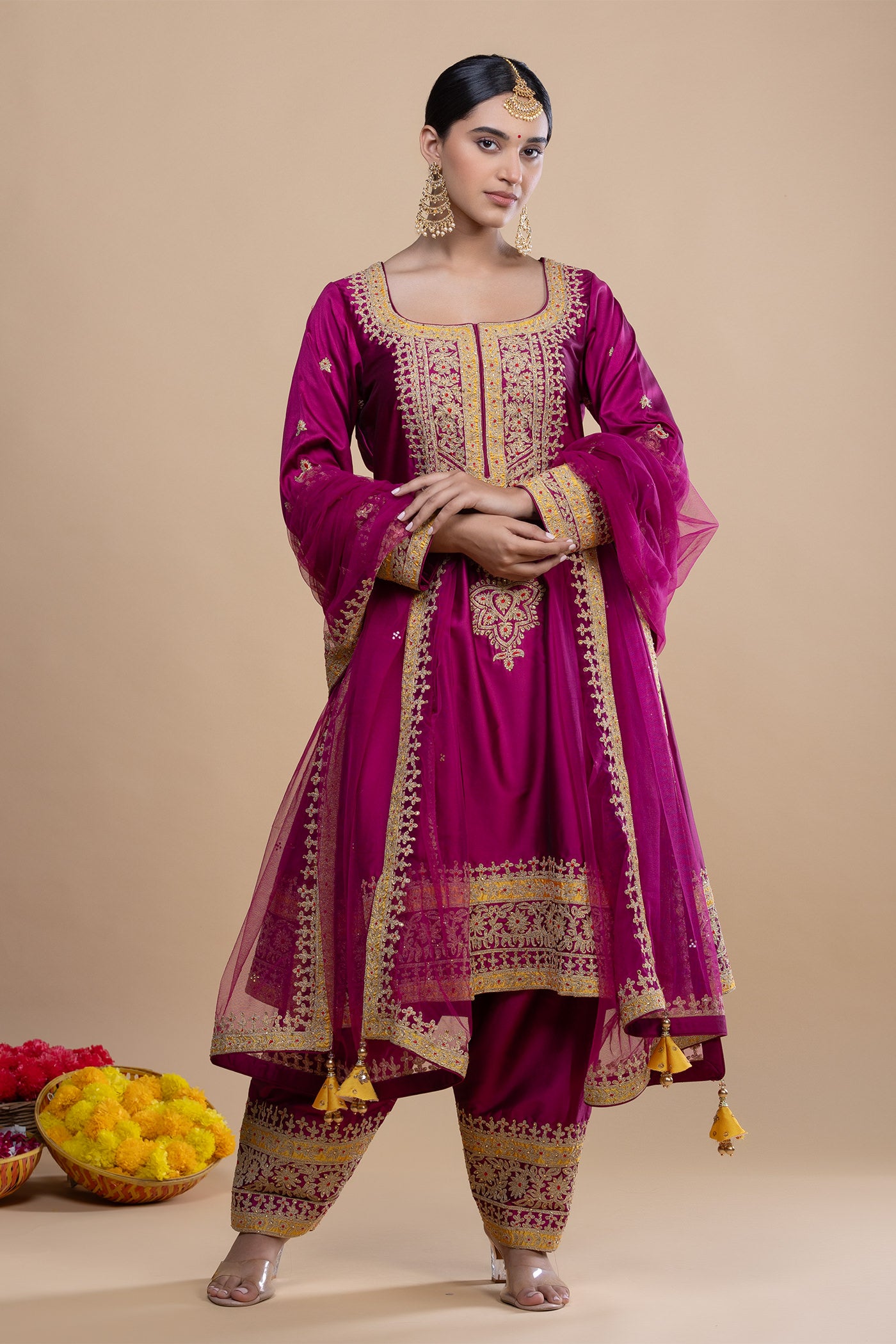 Hoor Wine Salwar Kameez