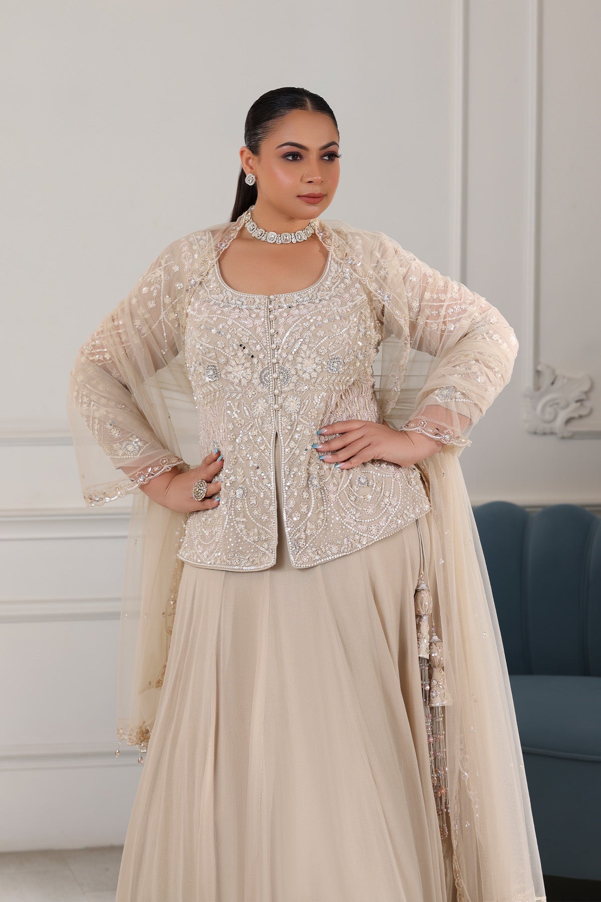 Radiant Gold Short Shirt with Skirt Set