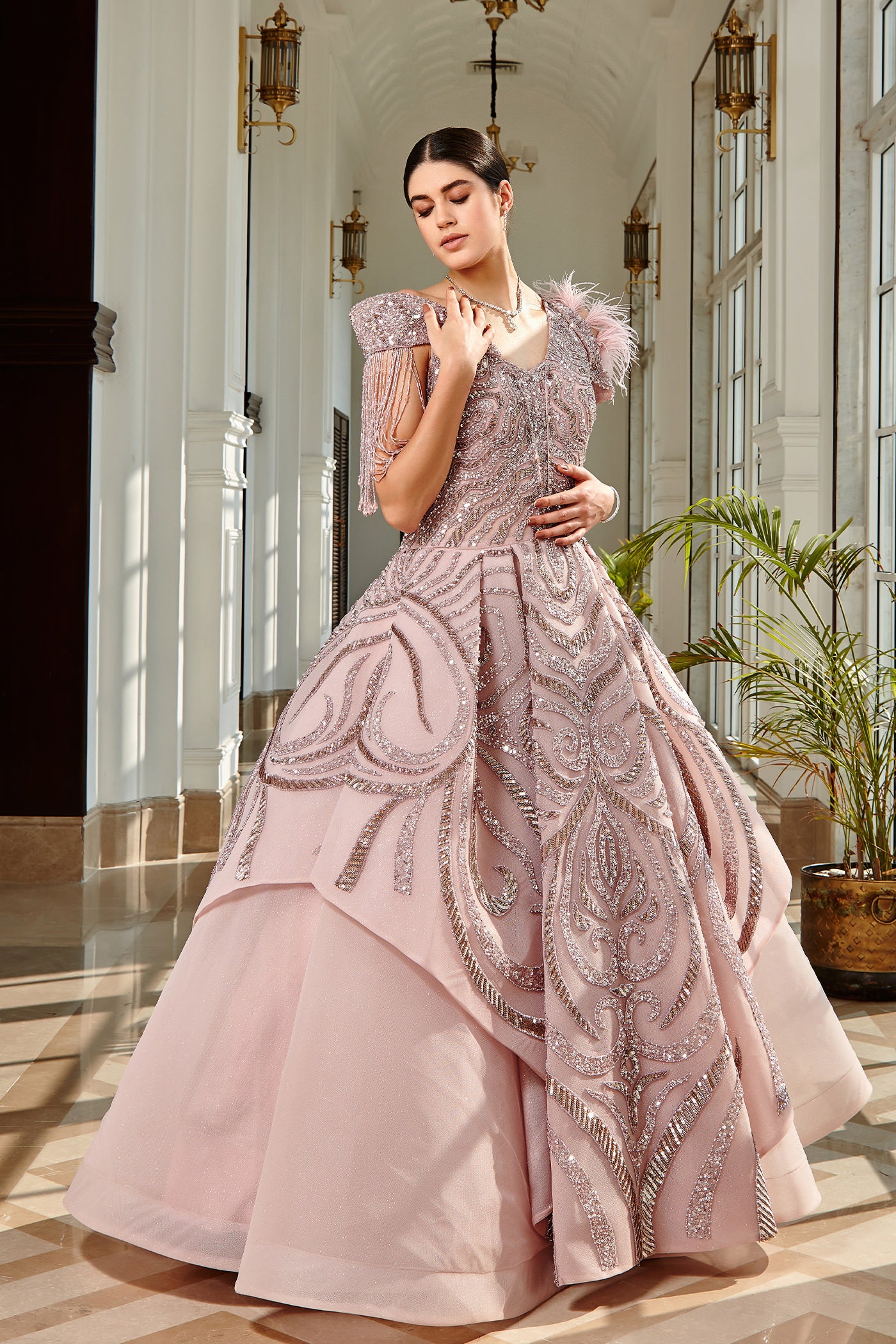 Dessert Pink Feather Gown