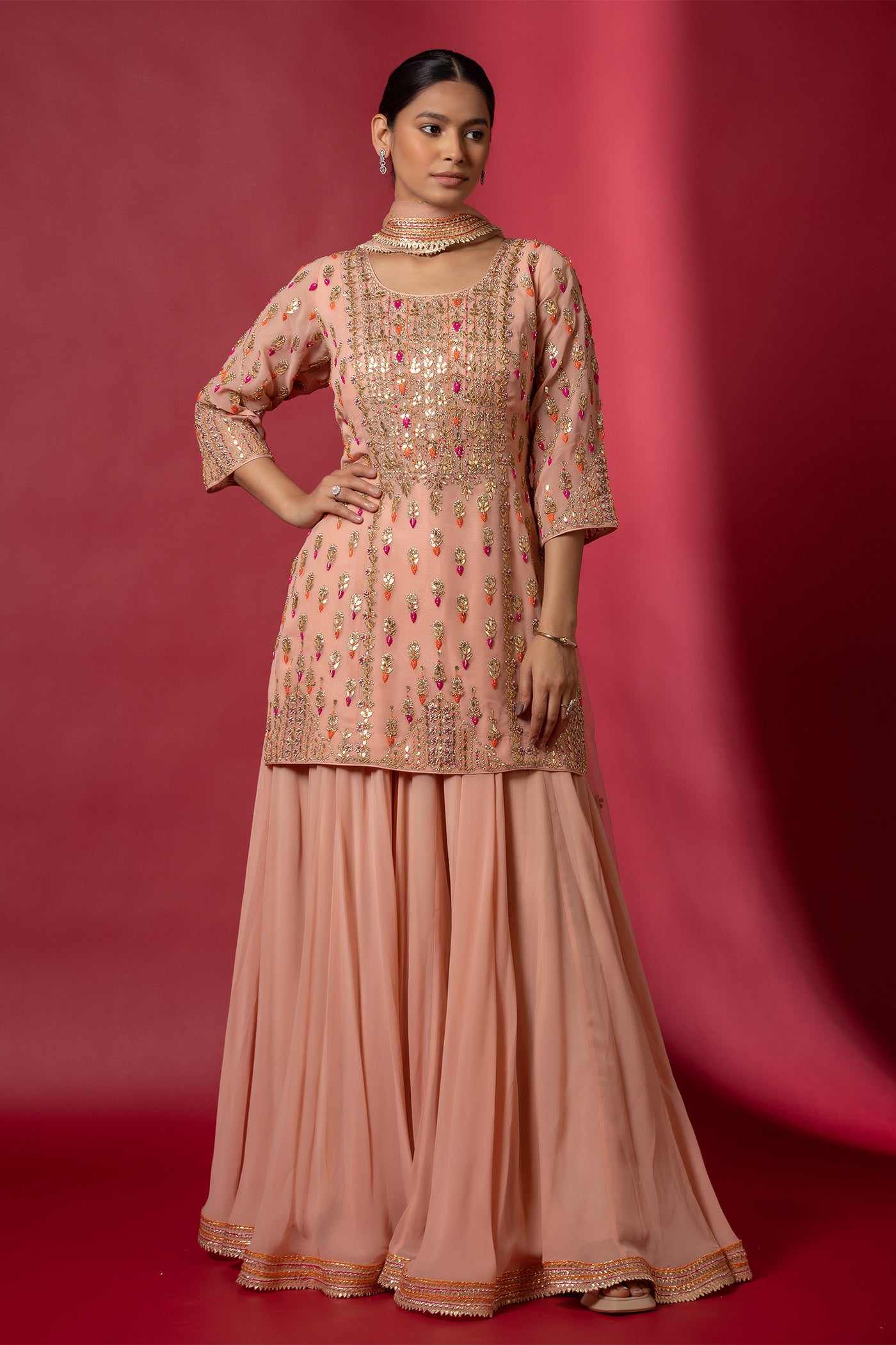 sharara dress short top Sharara Dress With Crop Light Pink Embellished Crop Sharara Set Lashkaraa