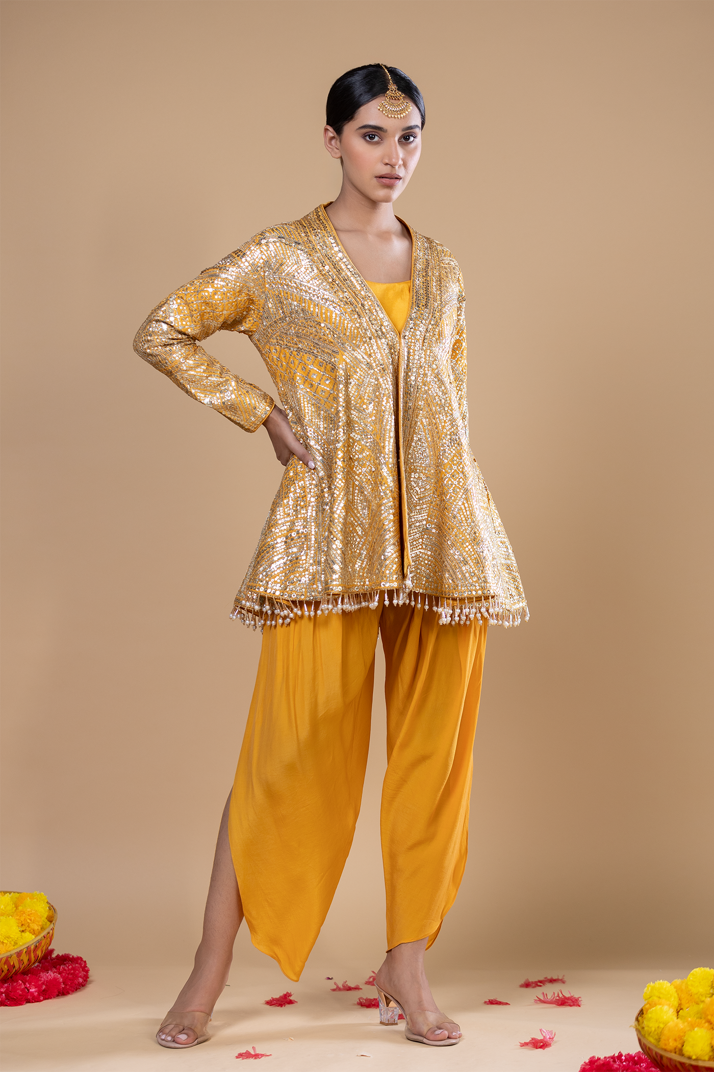 Maya Dhoti With Peplum Set