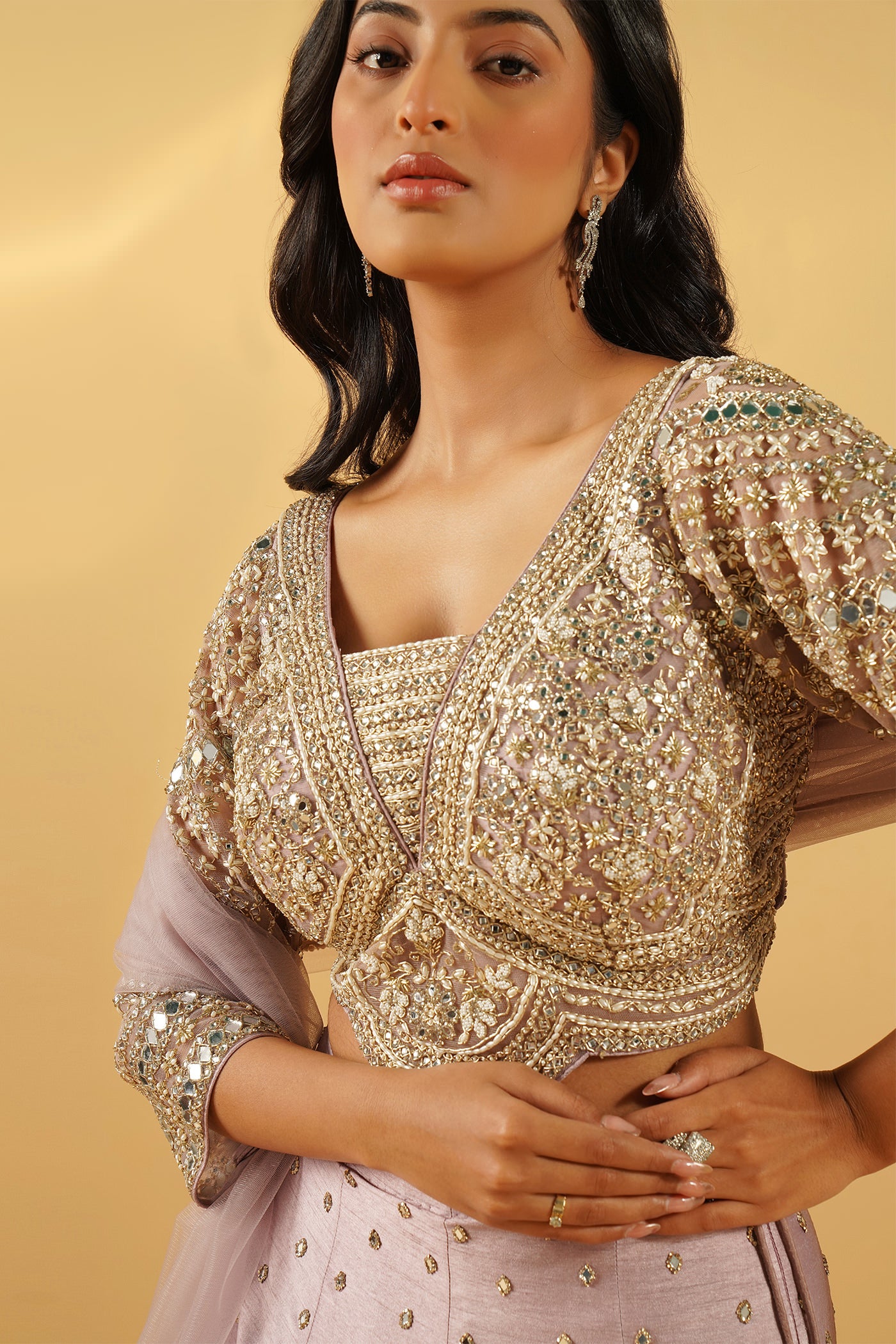 Iris Lehenga Set With Mirror