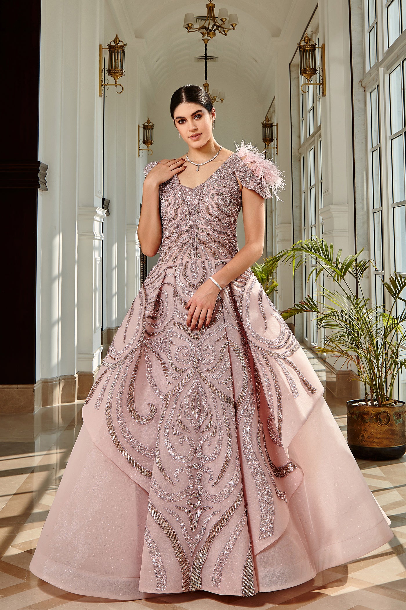 Dessert Pink Feather Gown