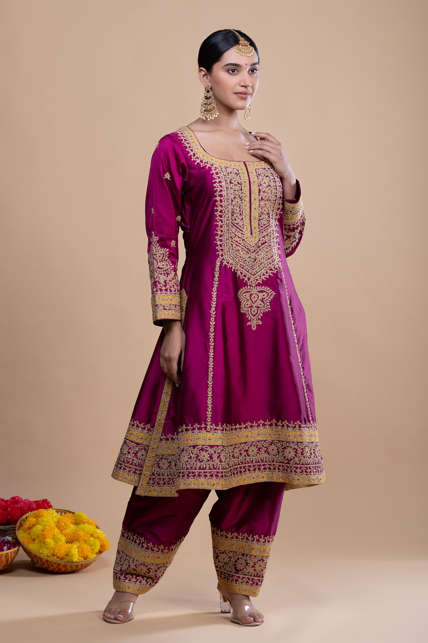 Hoor Wine Salwar Kameez