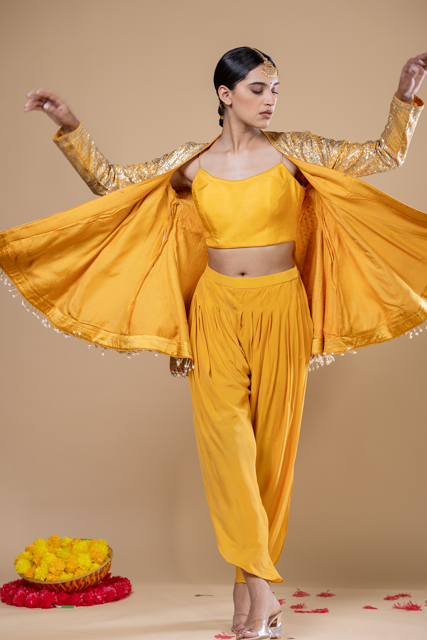 Maya Dhoti With Peplum Set