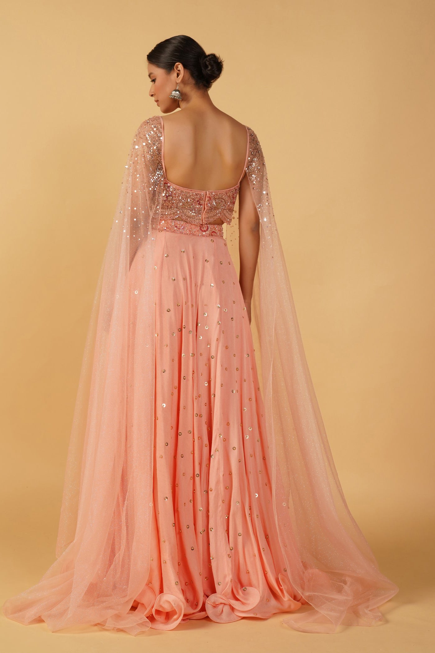 Saffron Sunset Wings Sequined Lehenga set