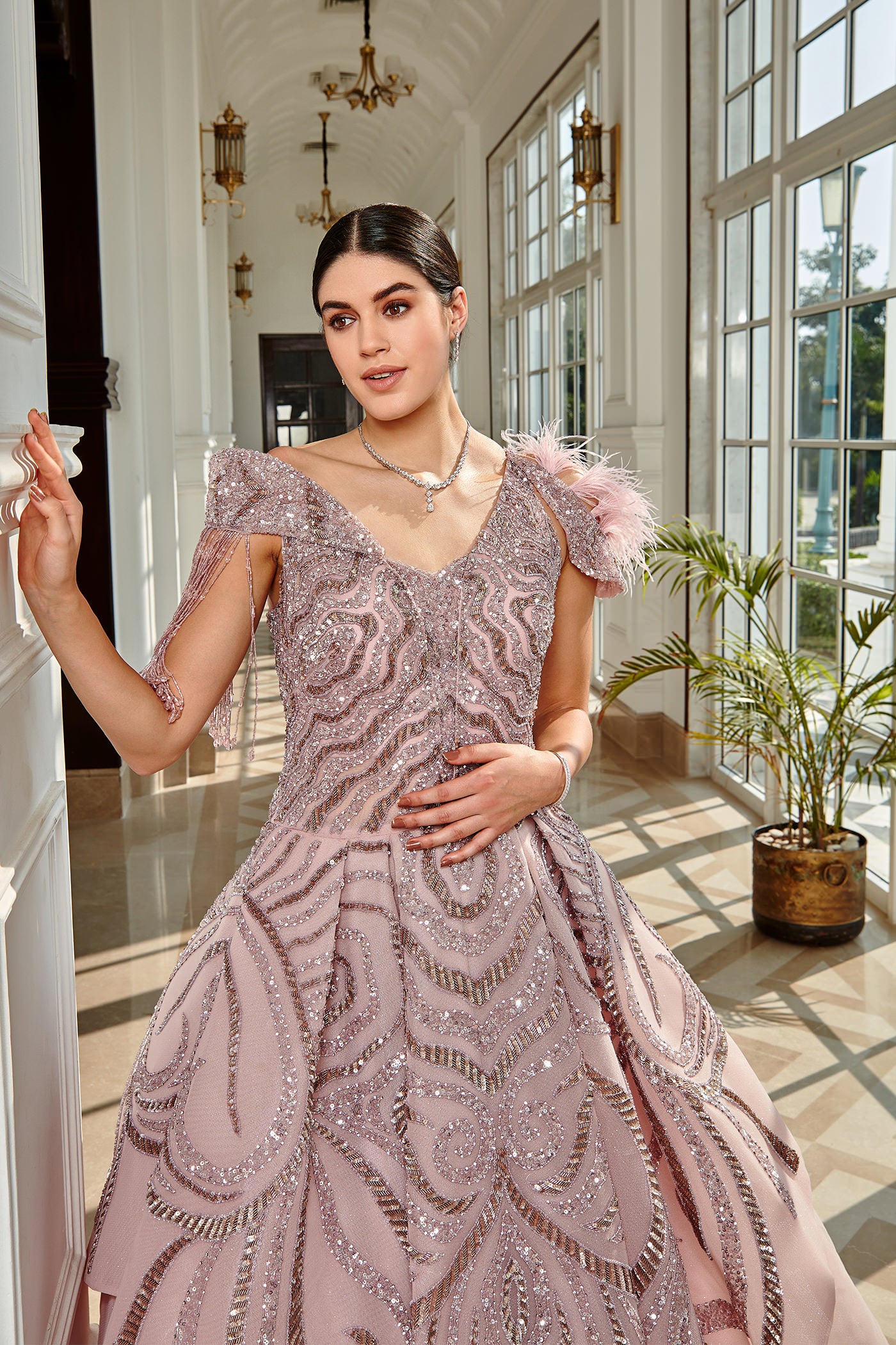Dessert Pink Feather Gown