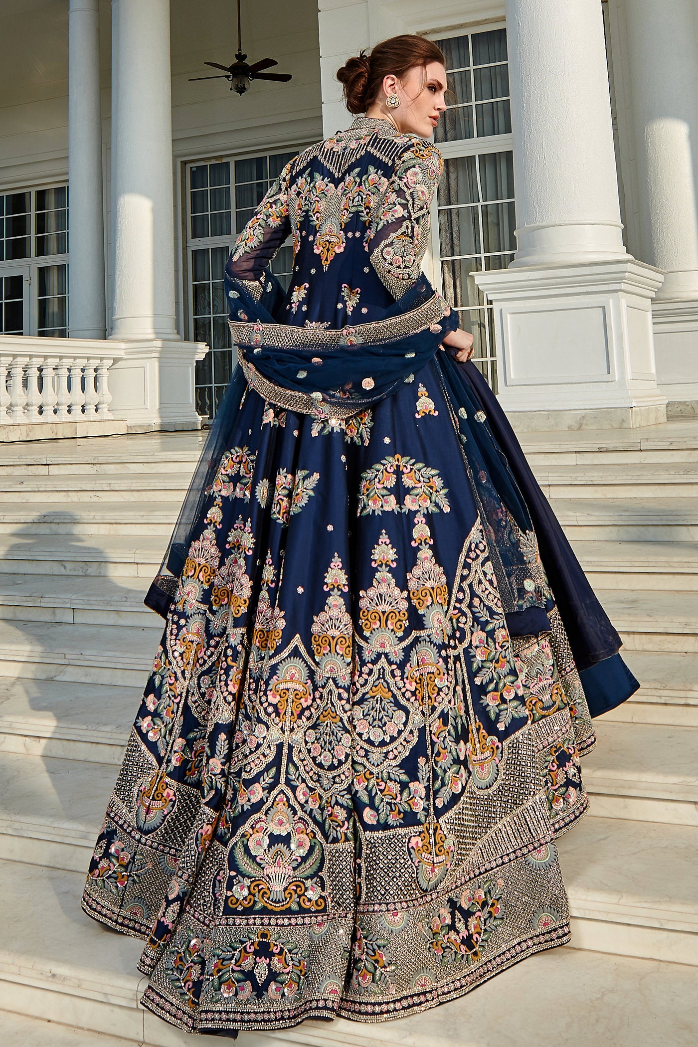 Royal jacket and lehenga set with achkan trail