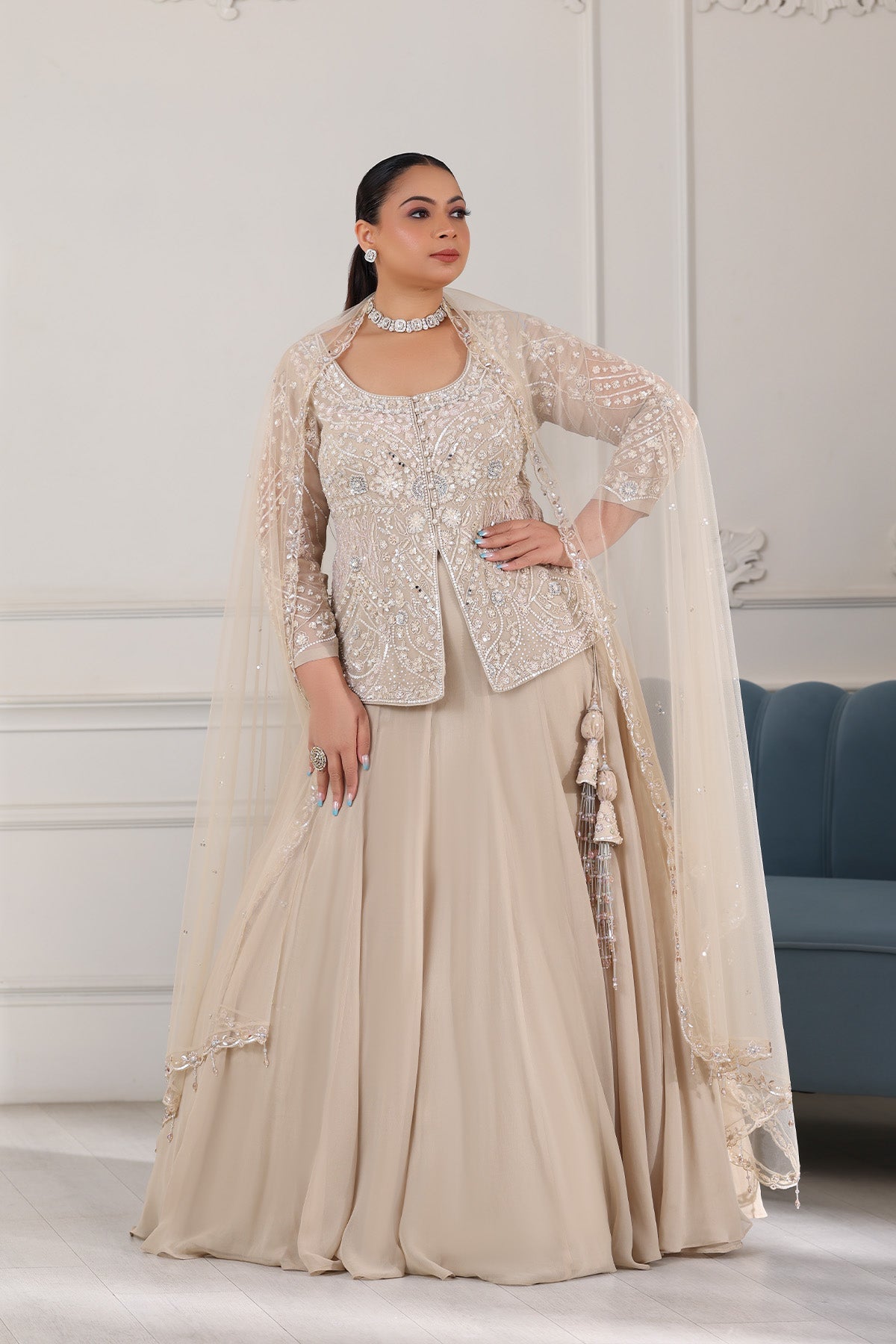 Radiant Gold Short Shirt with Skirt Set