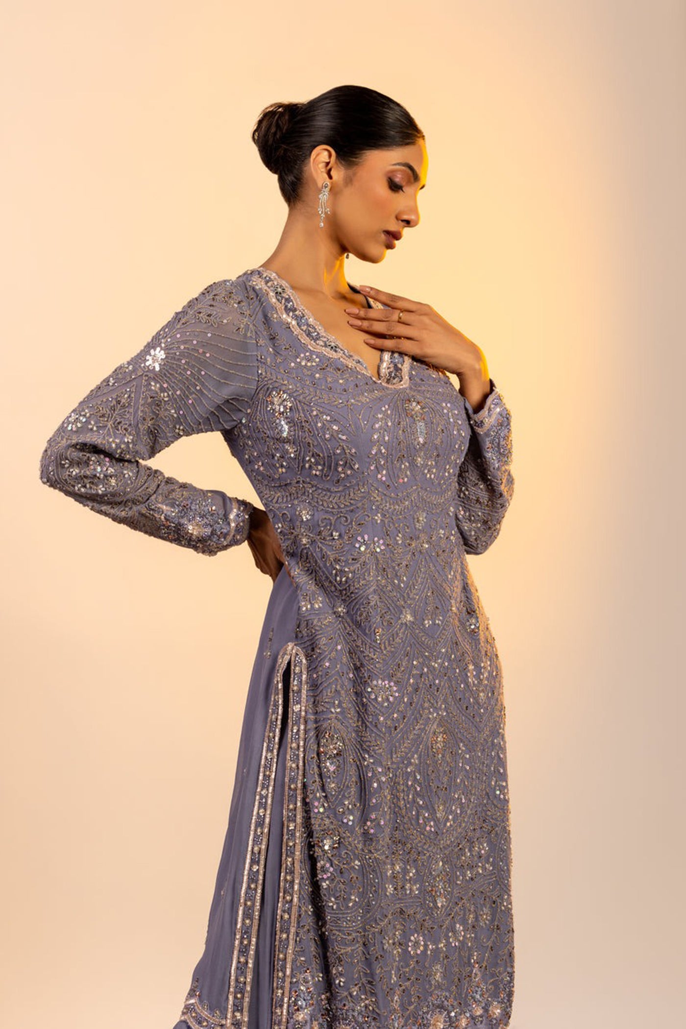 Blueberry Cutdana sharara Set