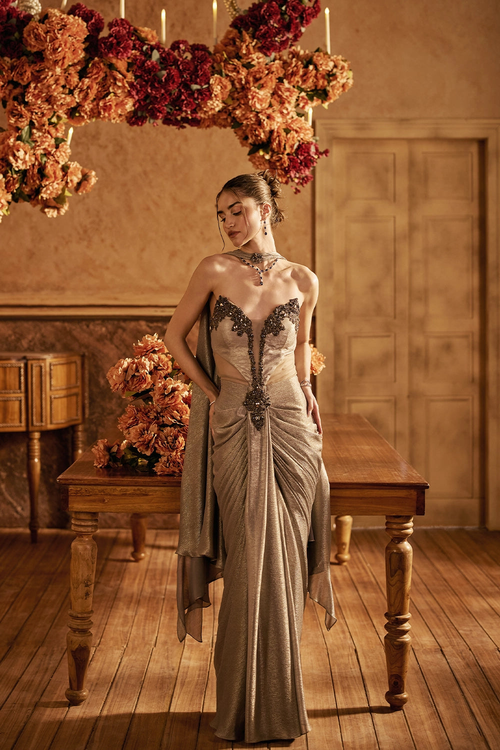 Barfani Glacier Drape Stole Set