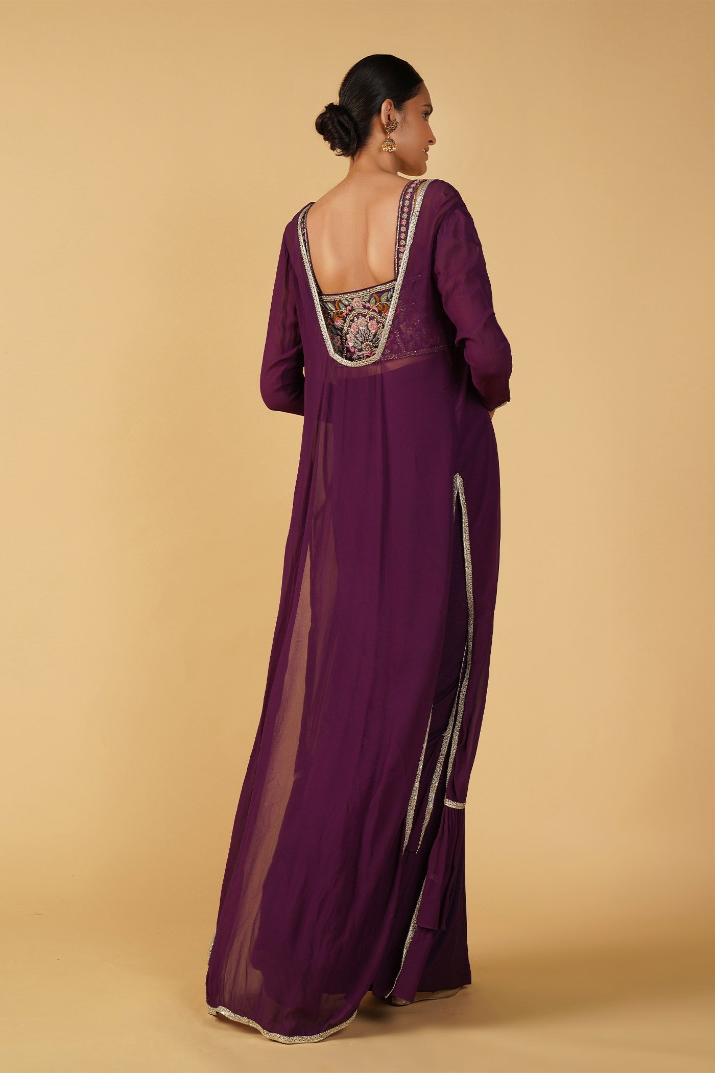 Deep Purple Dhoti and Crop Top