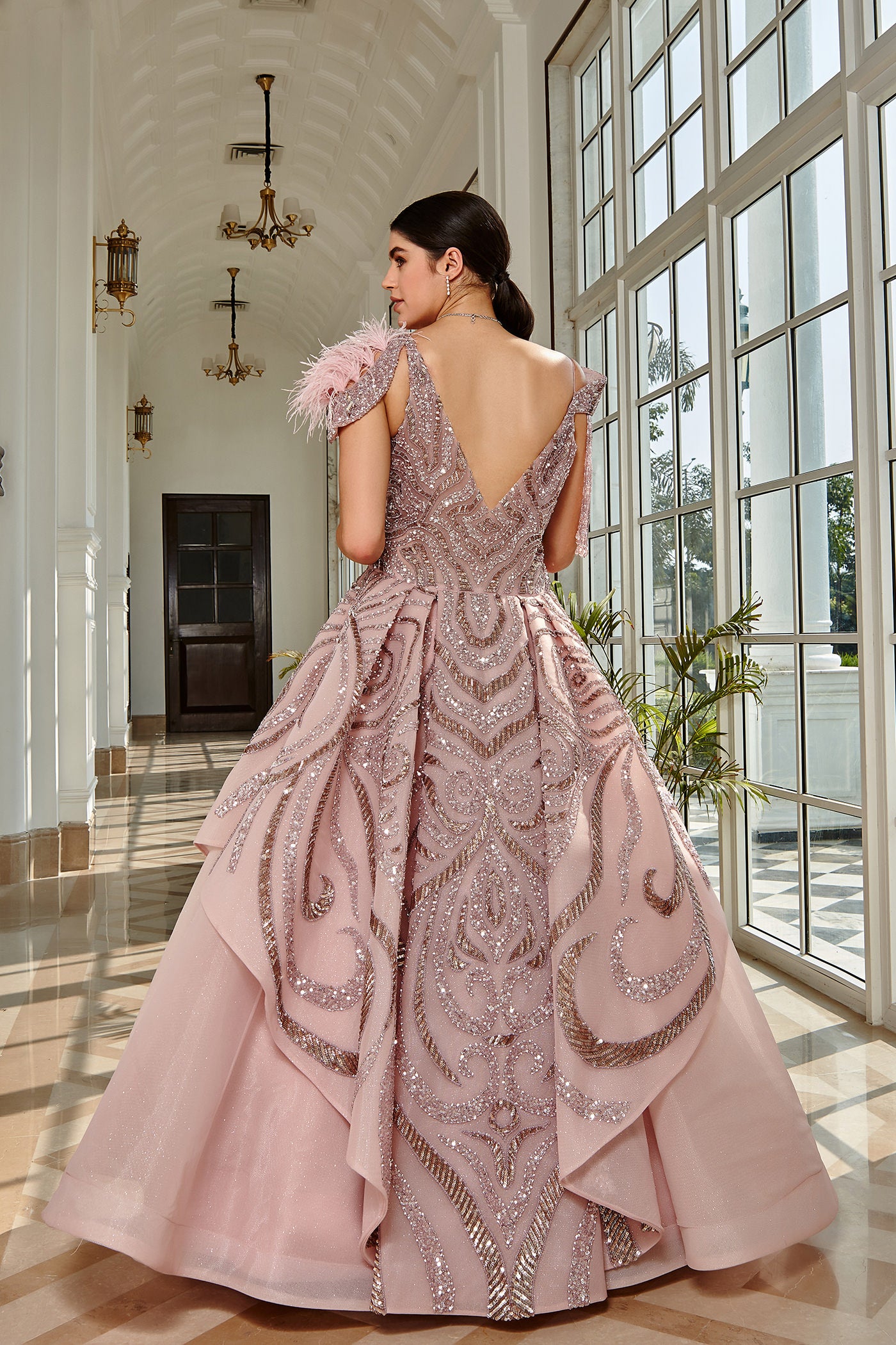 Dessert Pink Feather Gown