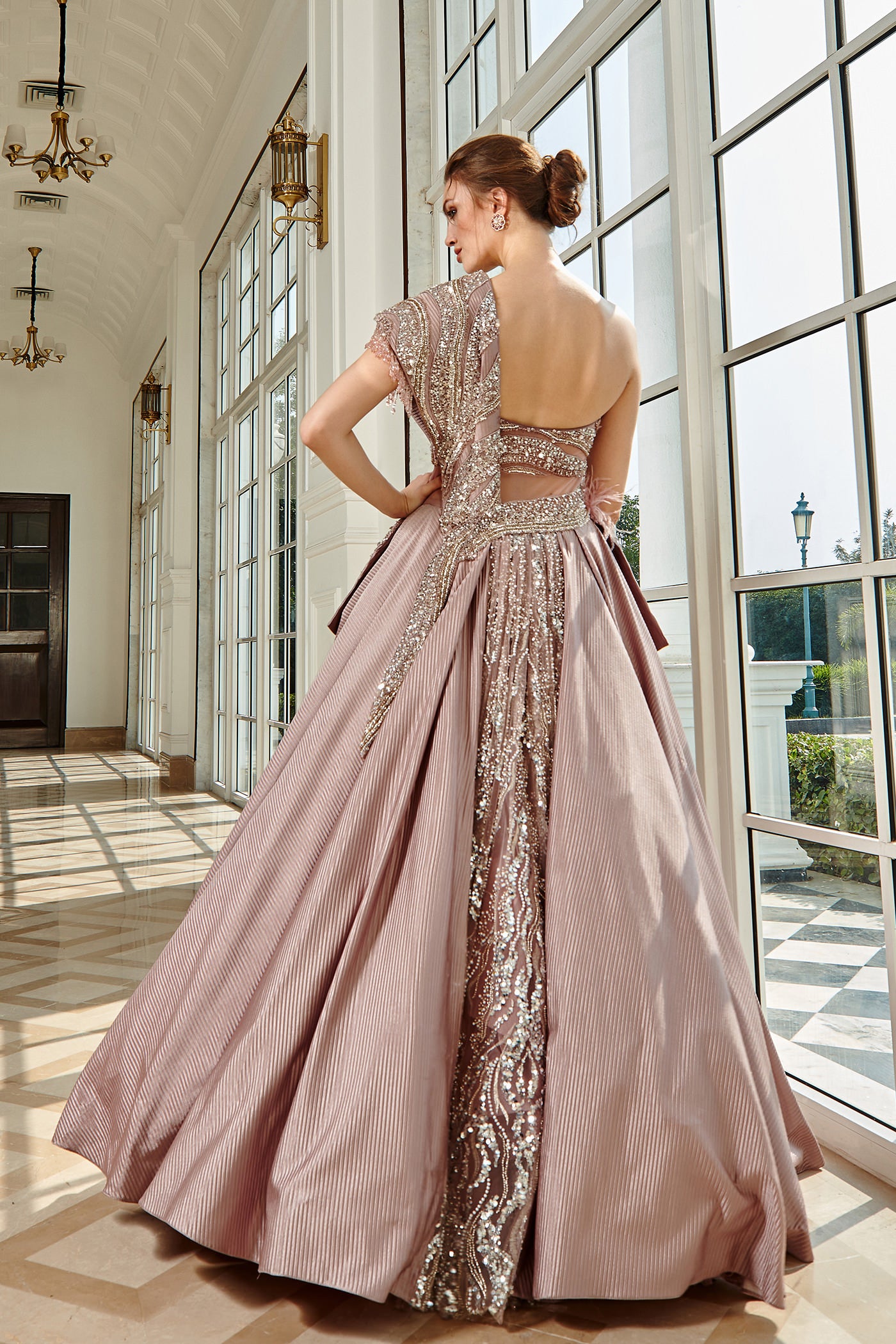 Elena Pink One Shoulder Gown