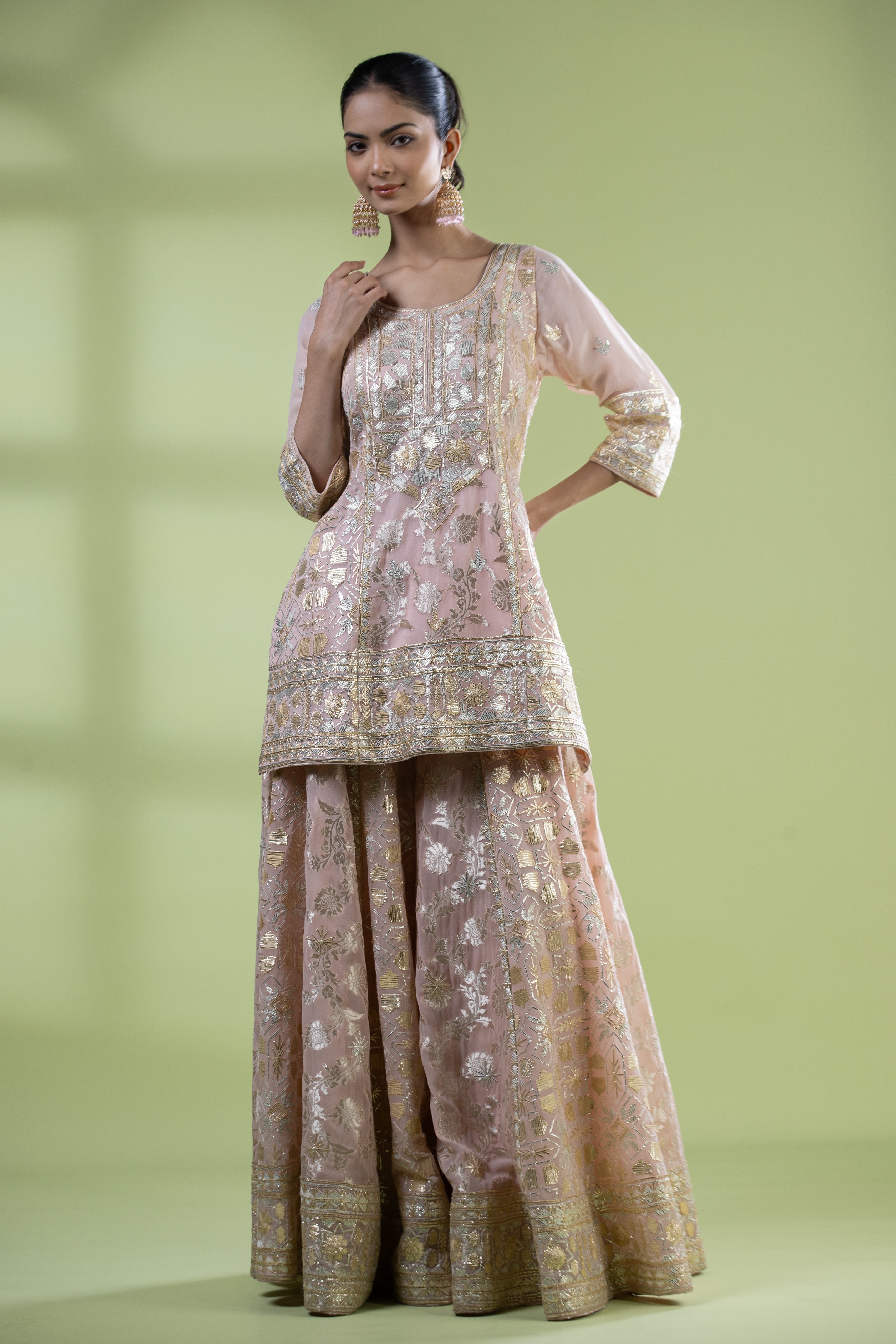 Georgette gota anarkali with dupatta