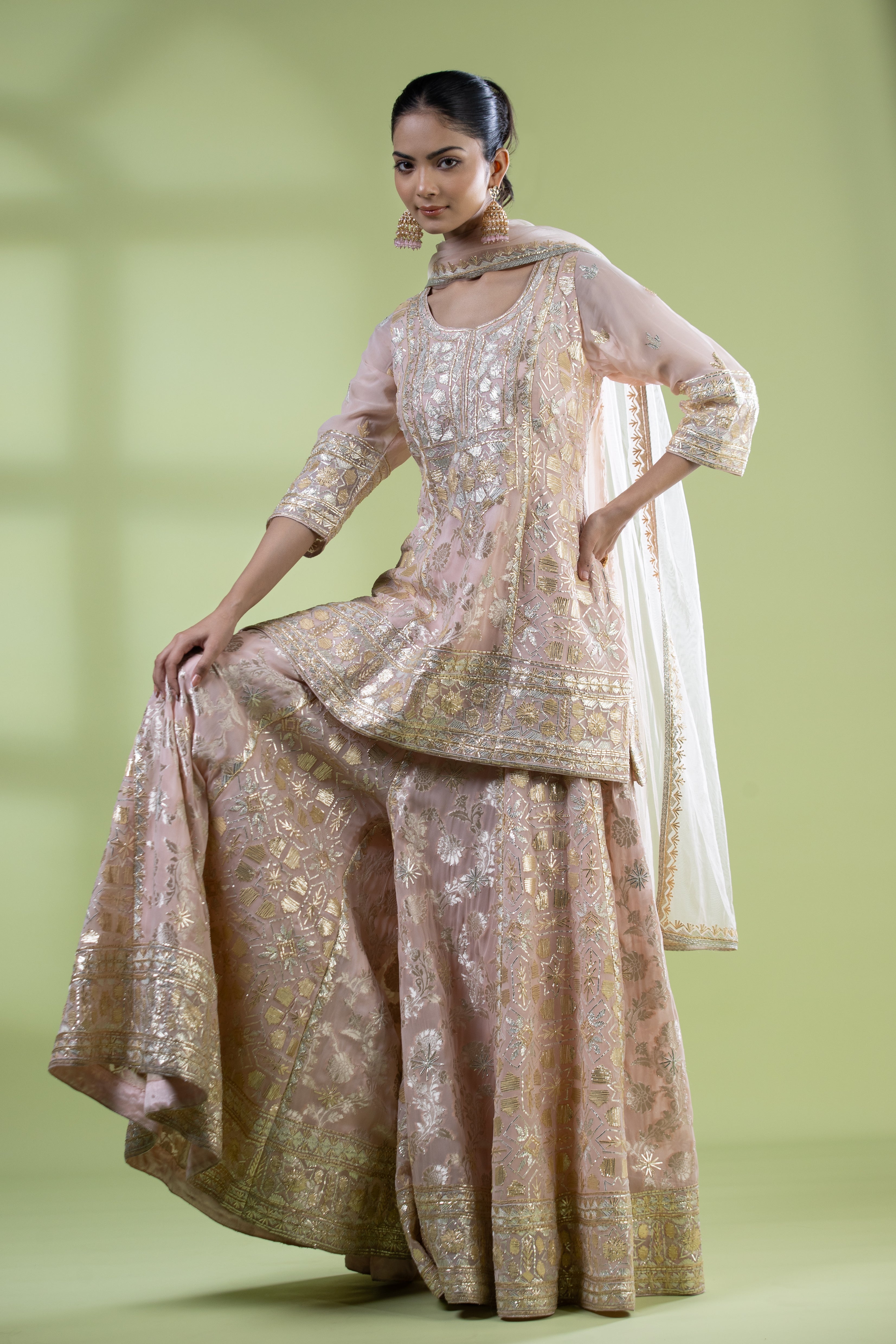 Georgette gota anarkali with dupatta