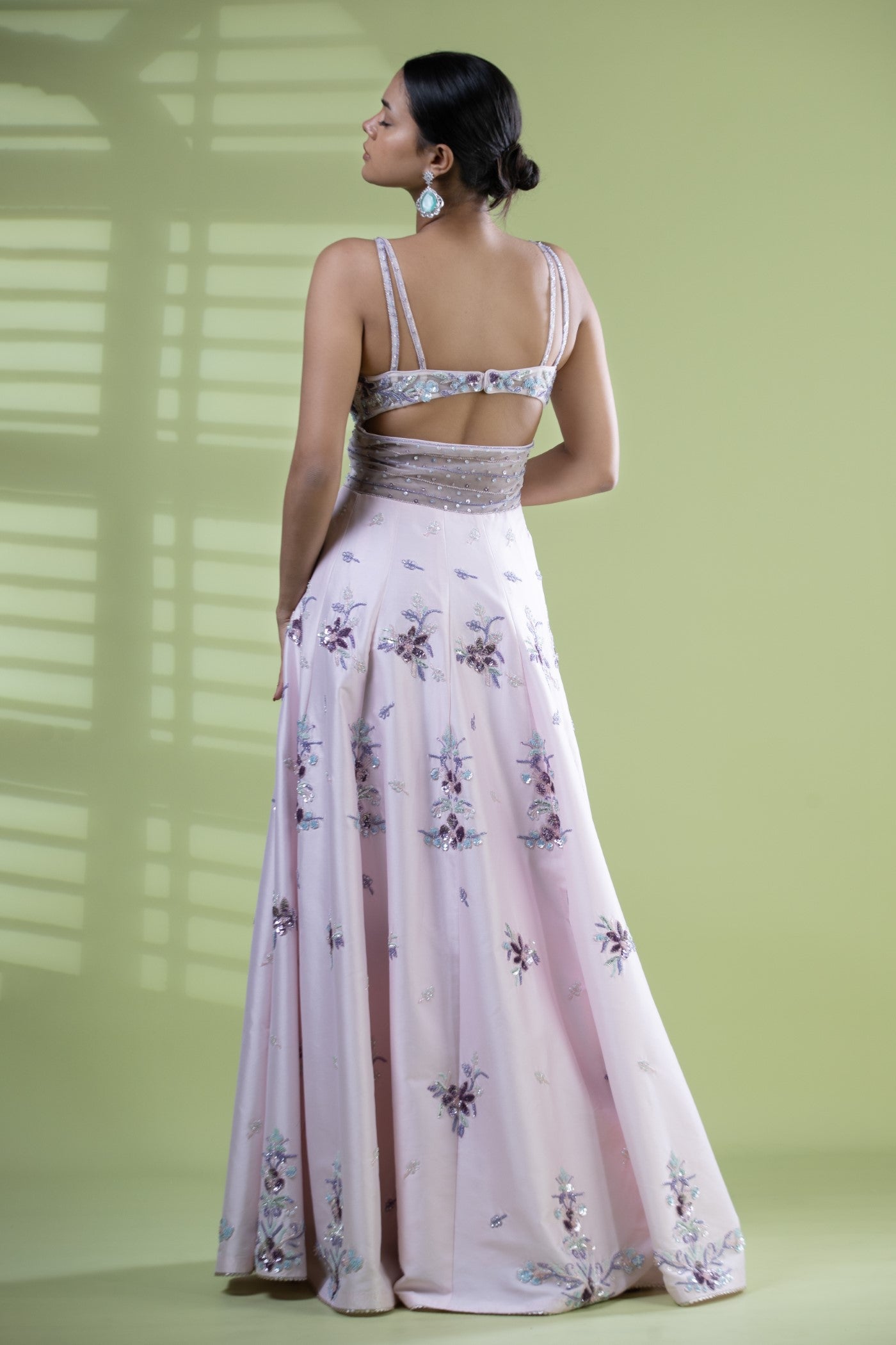 Pink cutdana anarkali with dupatta