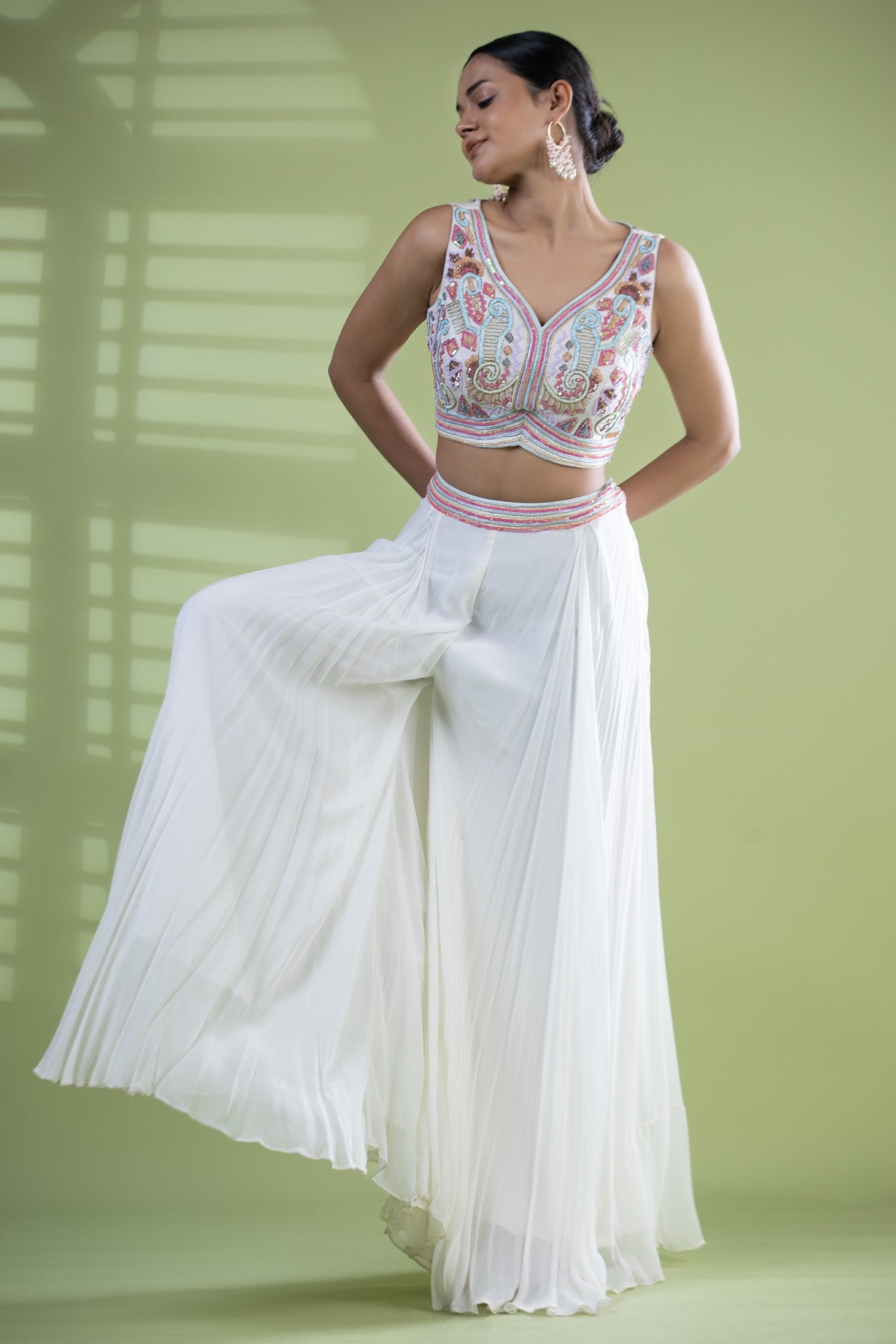 Mutli coloured crop top with sharara