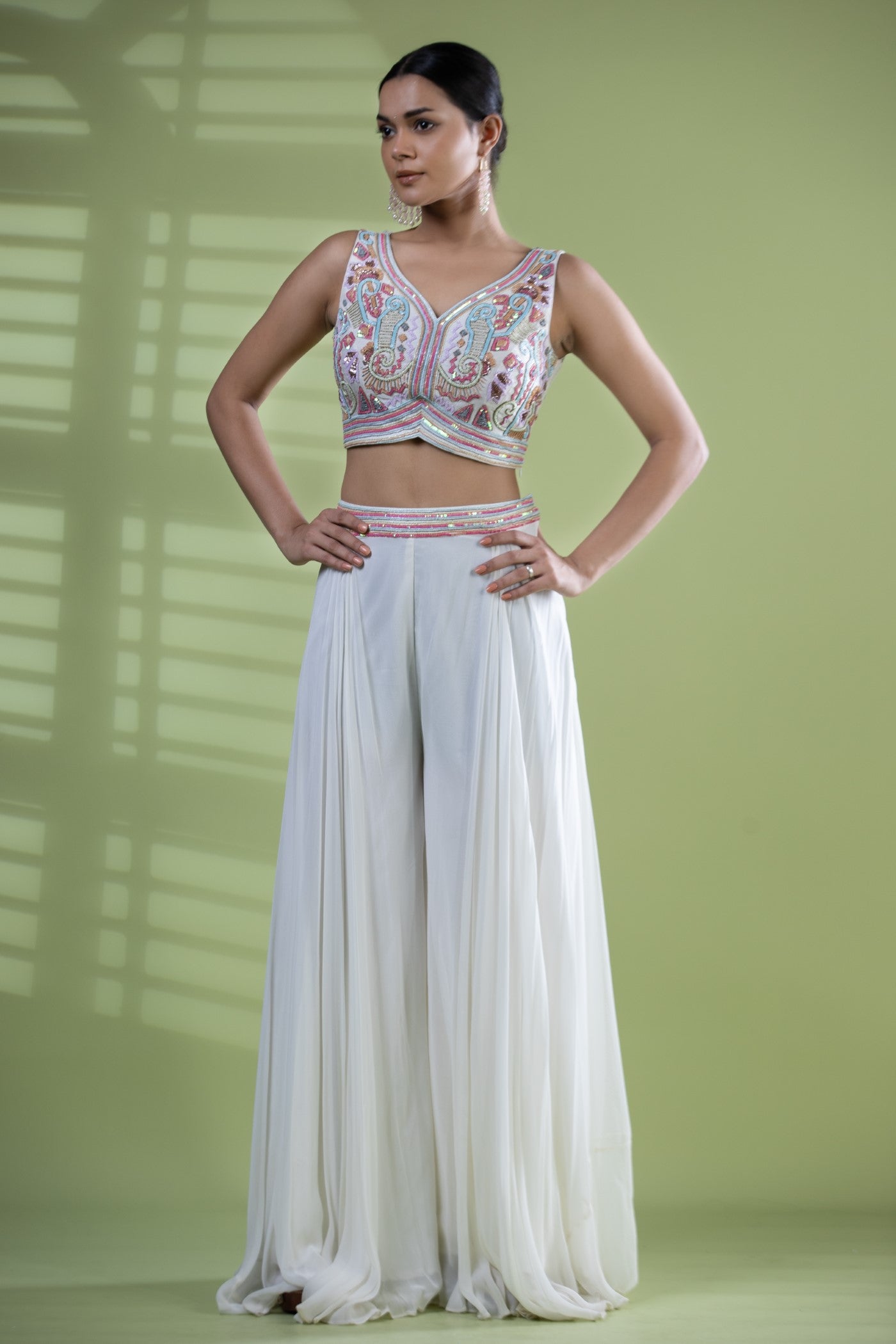 Mutli coloured crop top with sharara